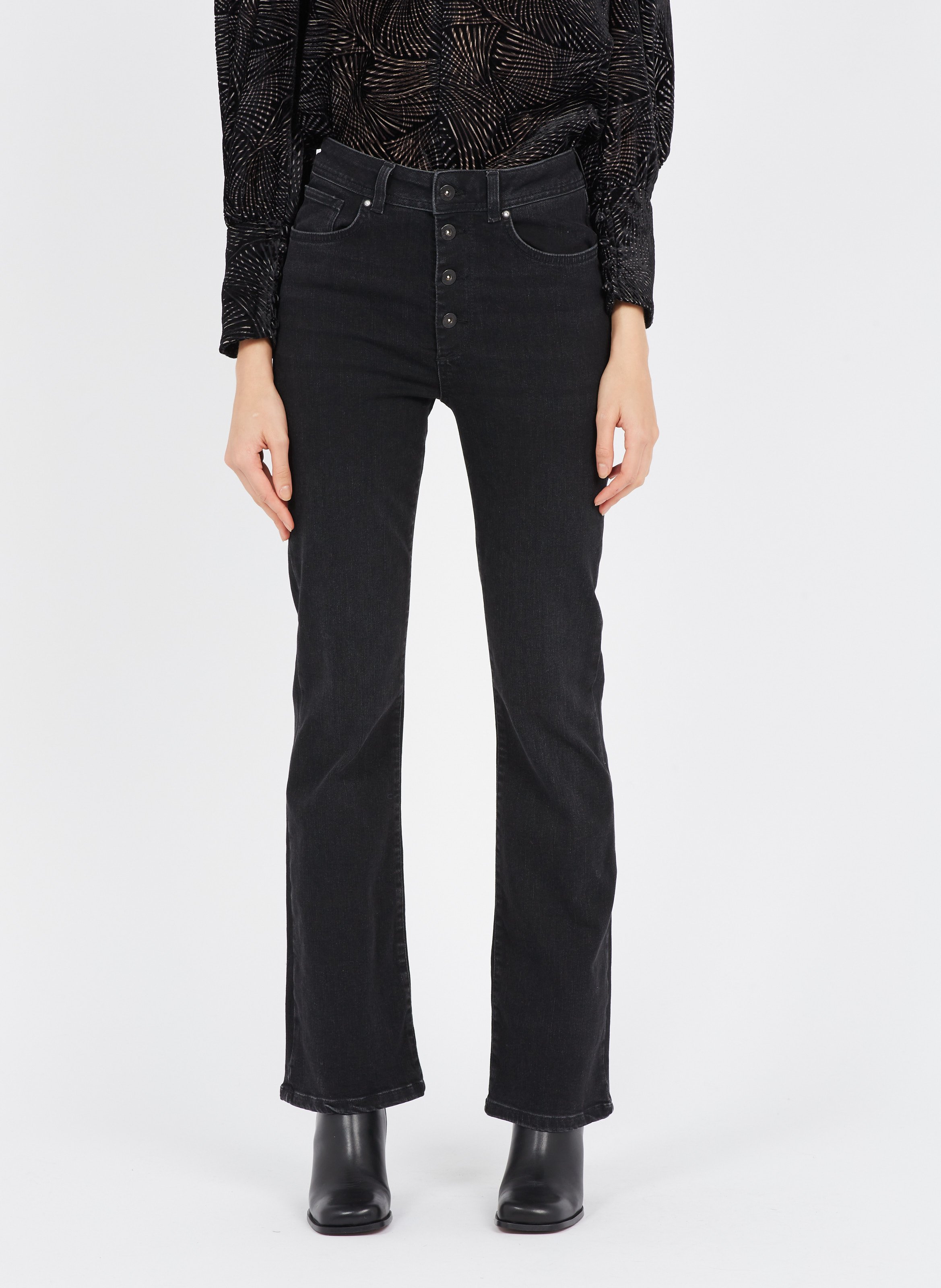 Jeans Larghi A Vita Alta Noir La Fee Maraboutee - Donna | Place des  Tendances