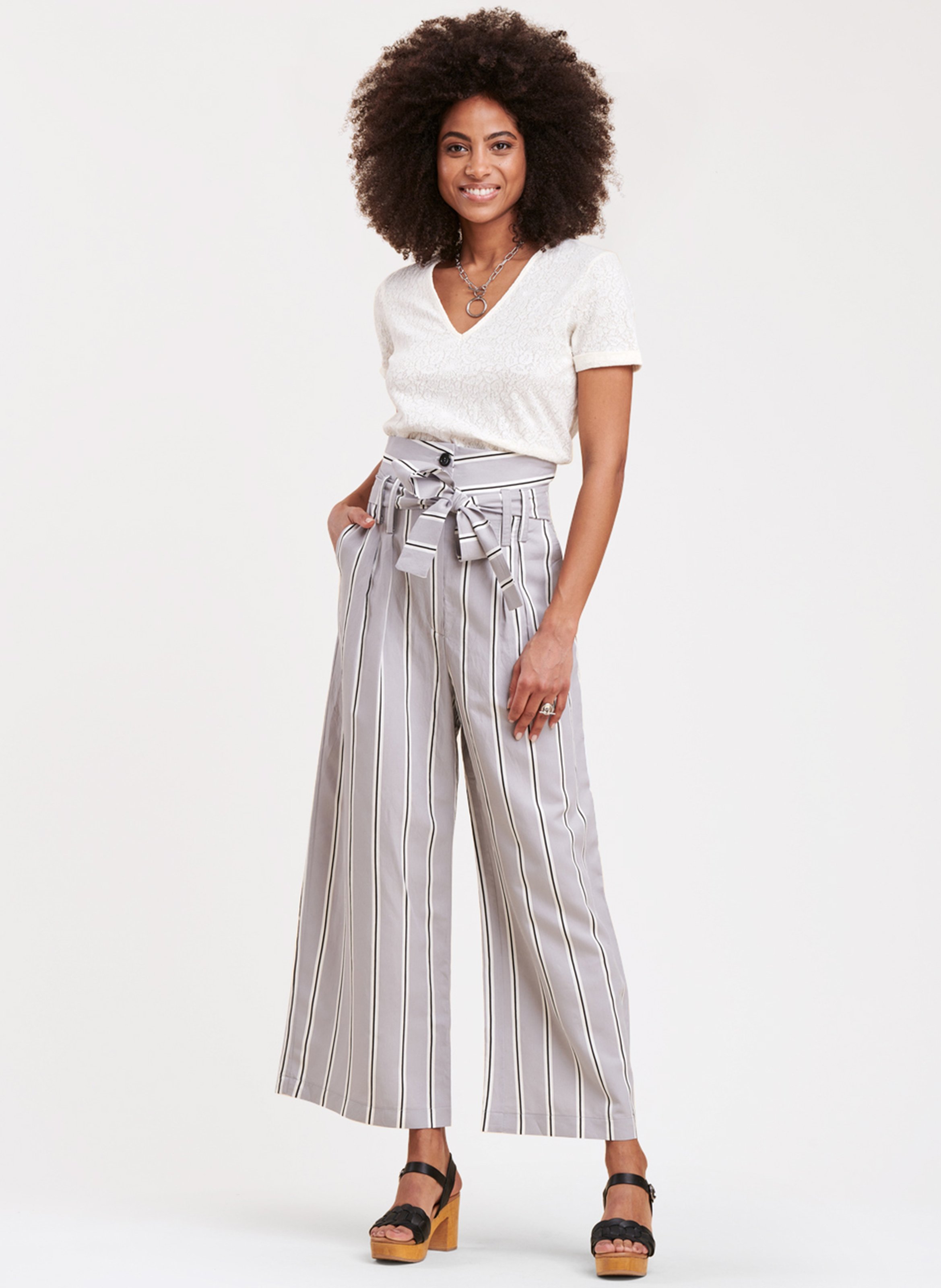 Pantaloni Larghi A Righe Gris La Fee Maraboutee - Donna | Place des  Tendances