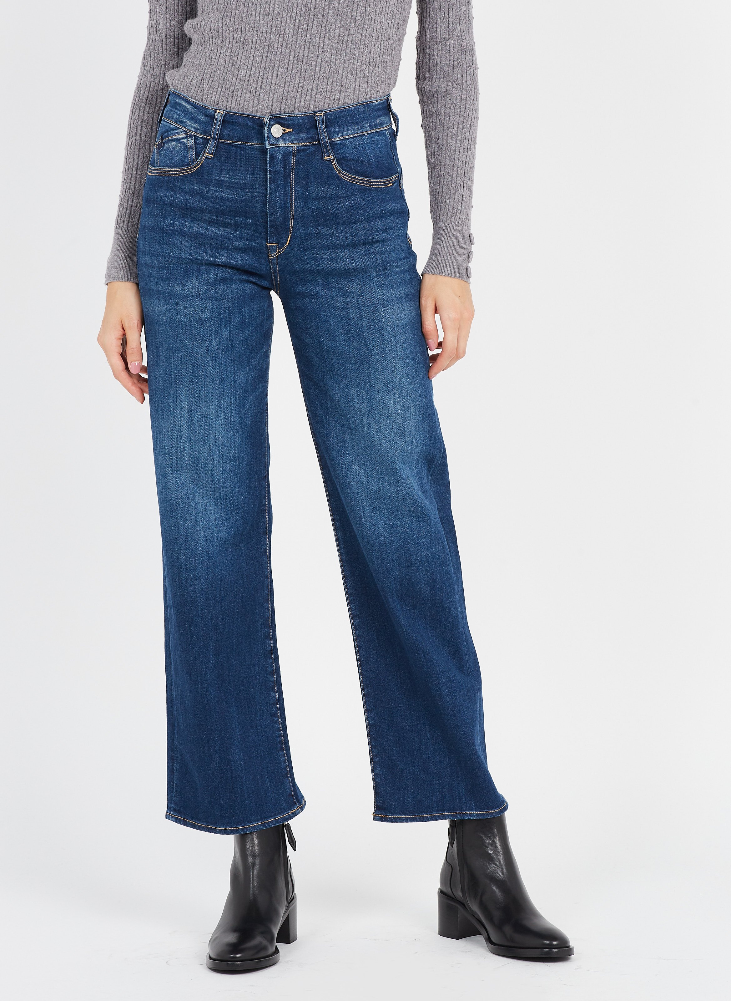 Jeans Dritti Larghi 7/8 Blue Le Temps Des Cerises - Donna | Place des  Tendances