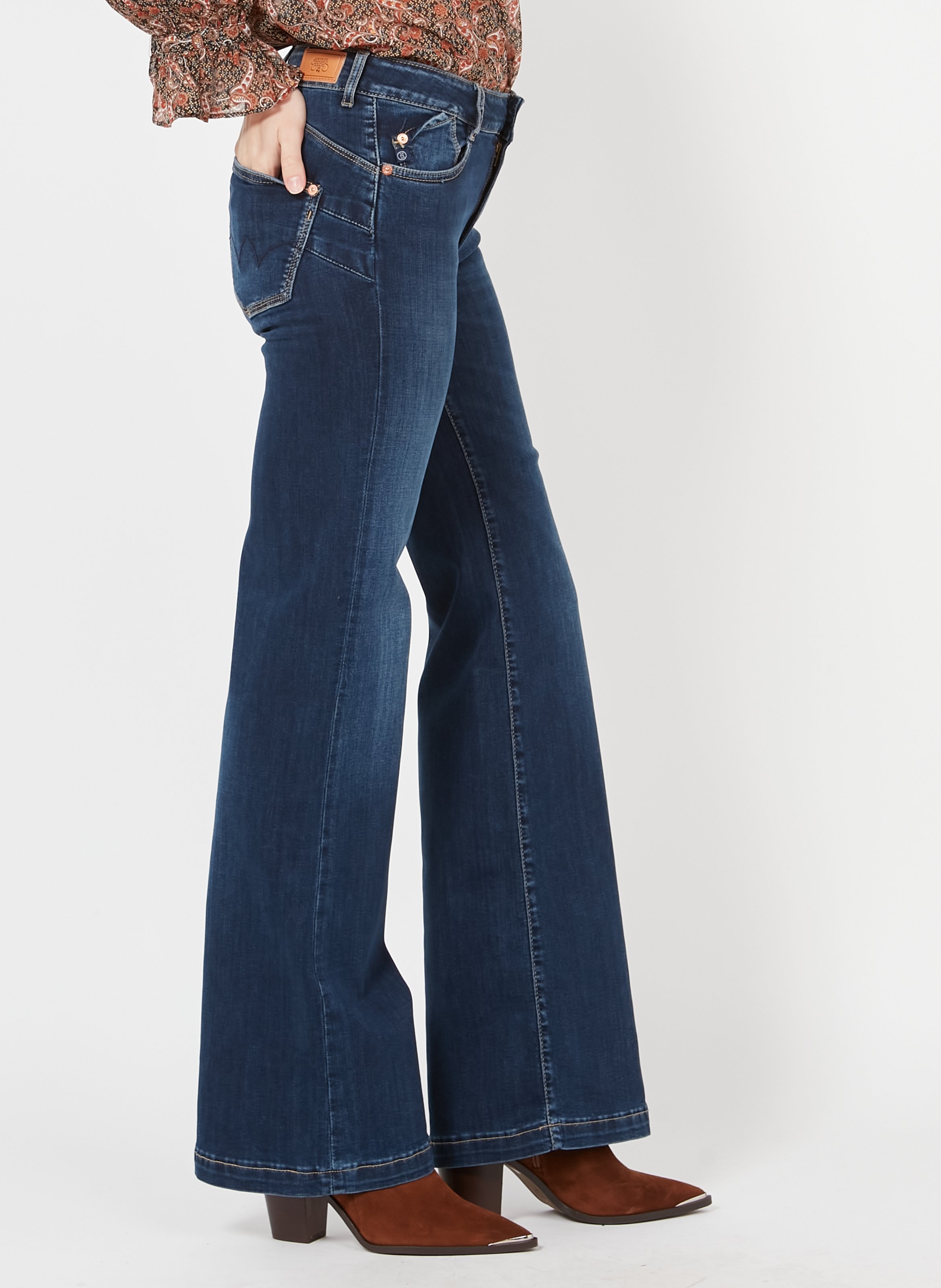 Jeans Flare A Vita Alta Blue Le Temps Des Cerises - Donna | Place des  Tendances