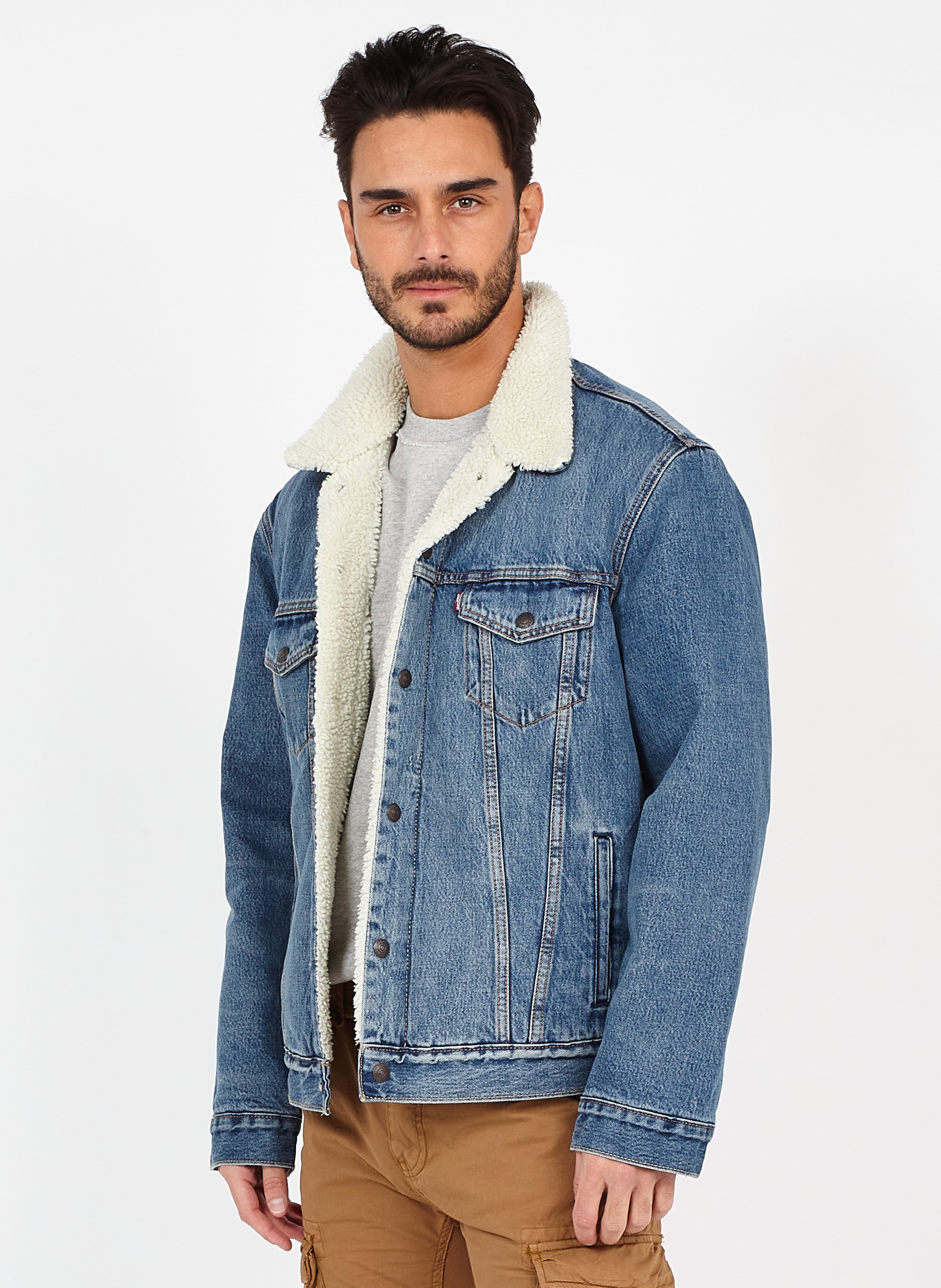 Giubbotto Con Collo Sherpa Regular Fit In Jeans Fable Sherpa Trucker Levi's  - Uomo | Place des Tendances