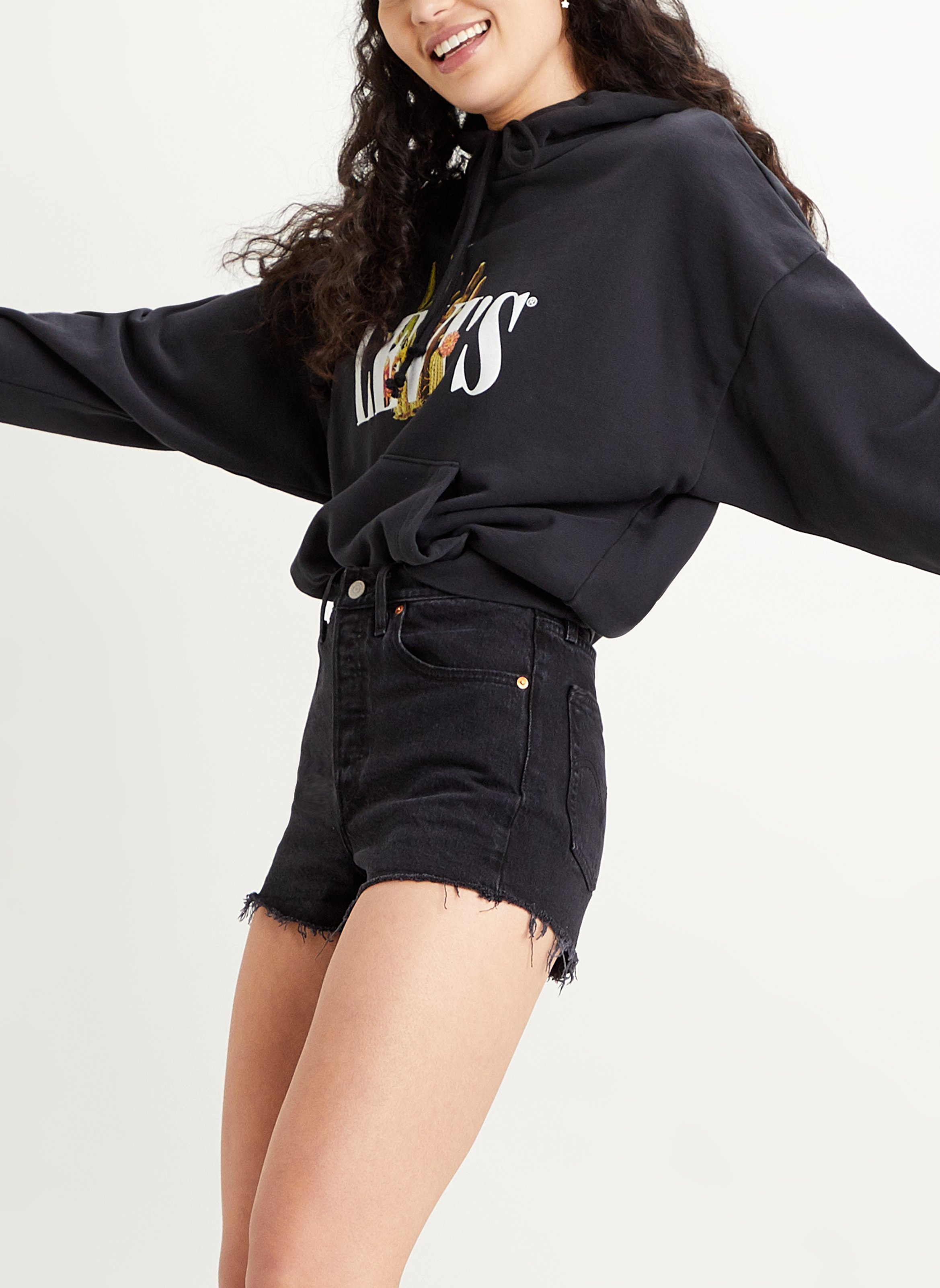 Shorts In Jeans A Vita Alta Black Lake Levi's - Donna | Place des Tendances
