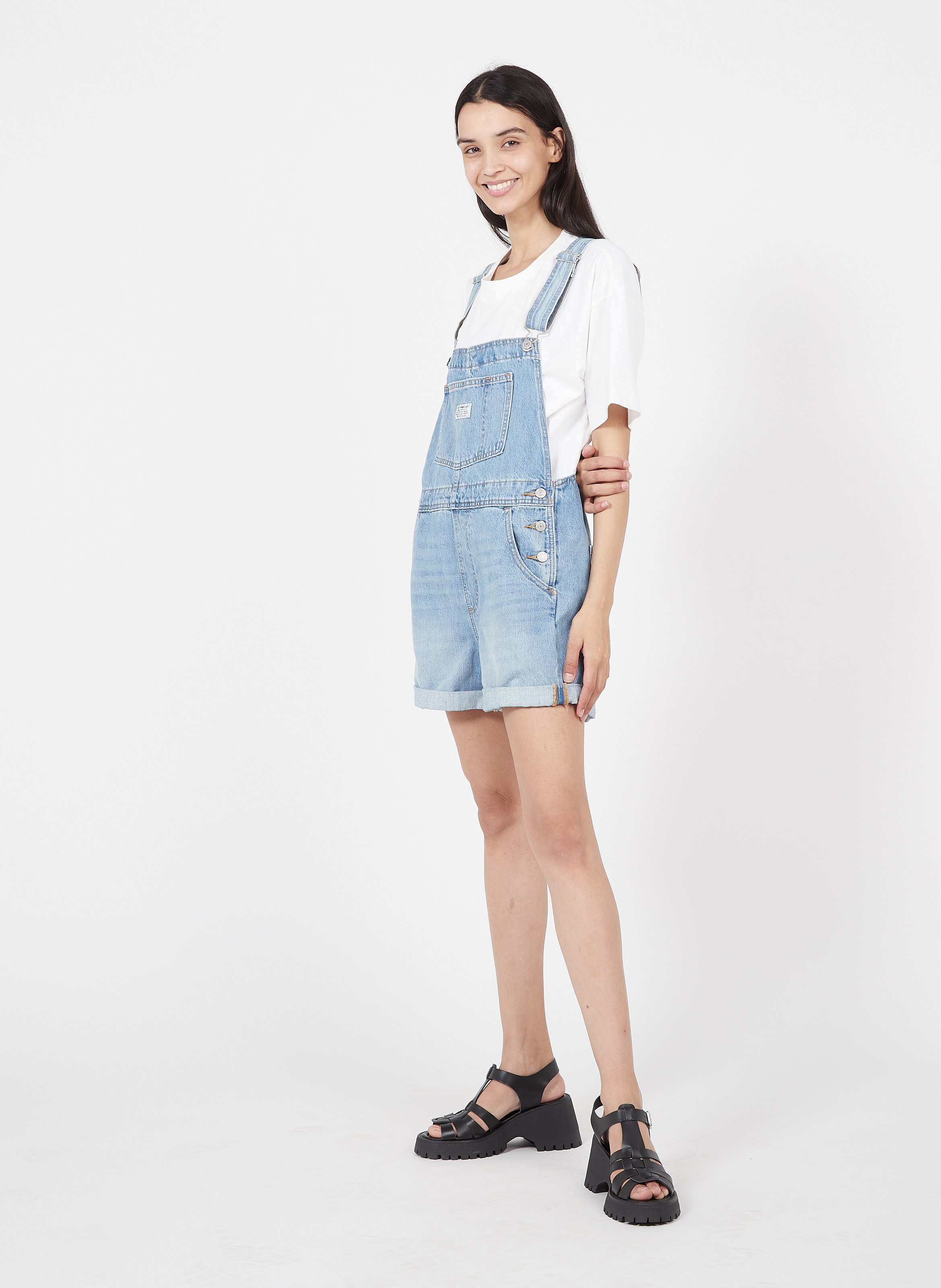 Tuta Corta In Denim E Cotone Bleu Clair Levi's - Donna | Place des Tendances
