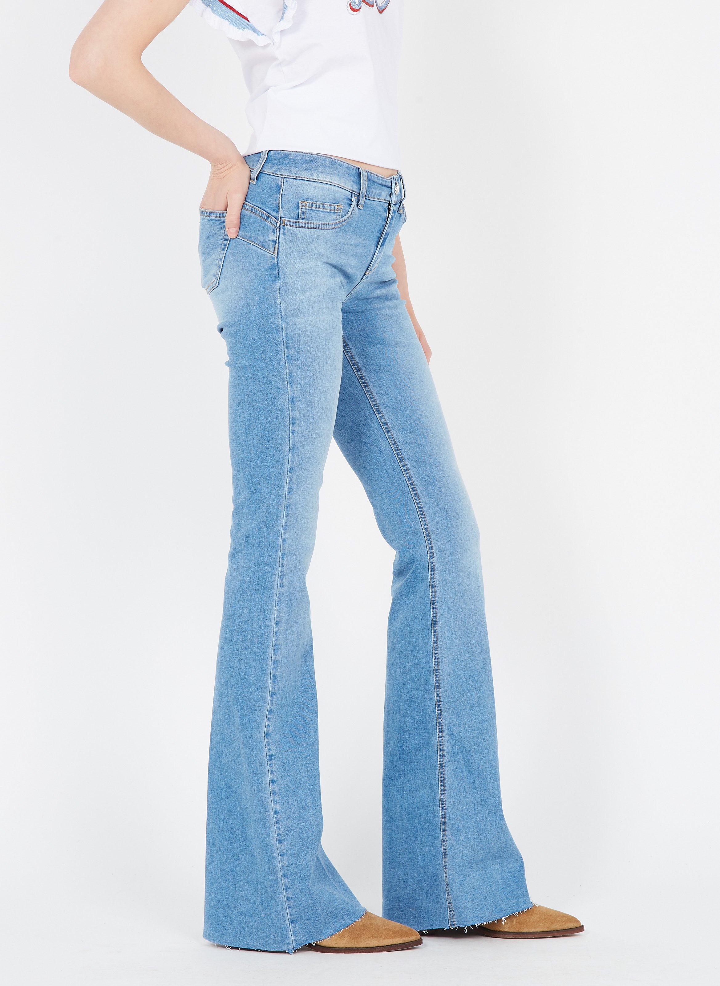Jeans A Zampa Delefante In Cotone Stretch Den.blue Unlike Wash Liu Jo -  Donna | Place des Tendances