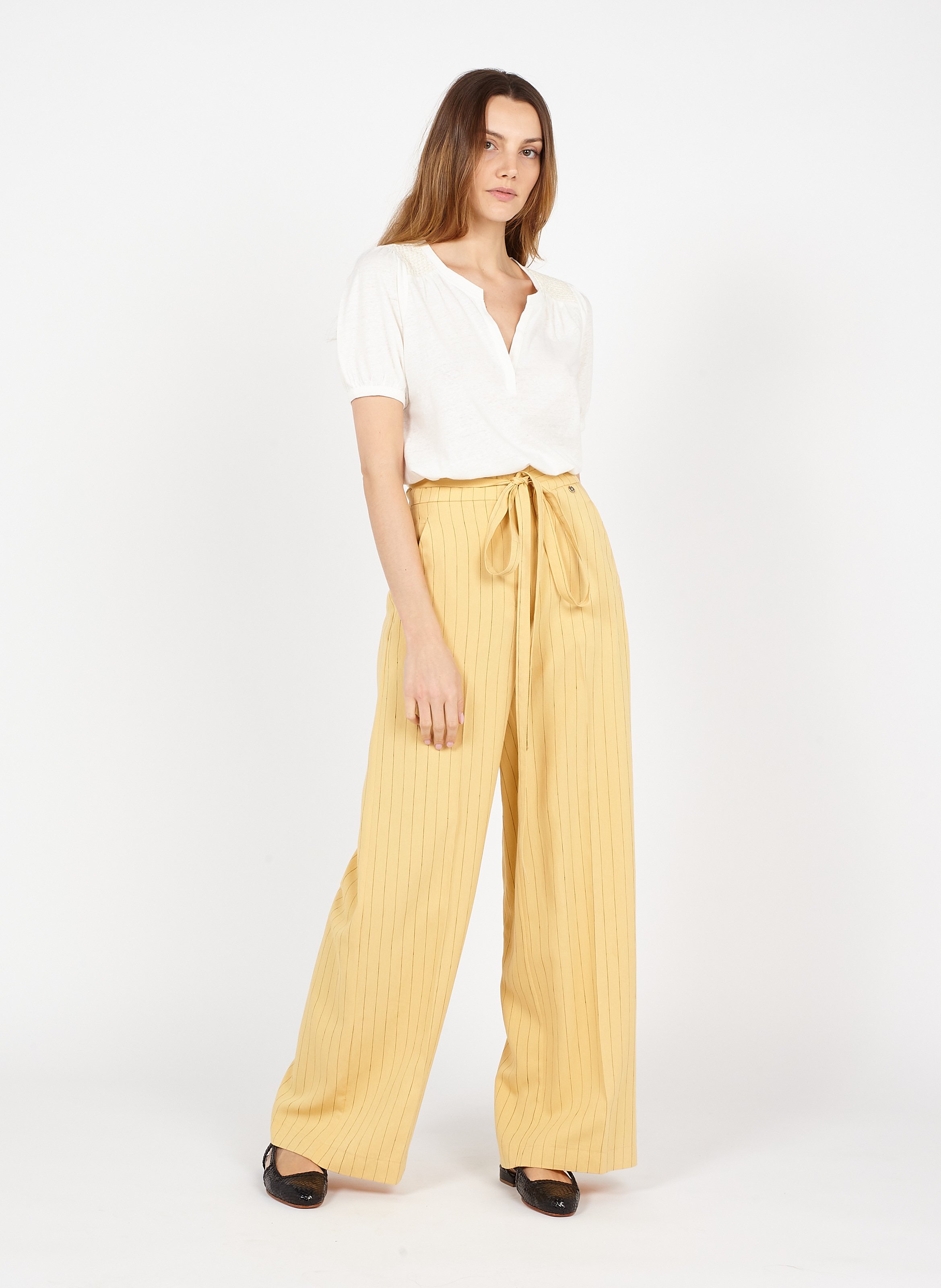 Pantaloni Larghi A Righe Grain/black Liu Jo - Donna | Place des Tendances