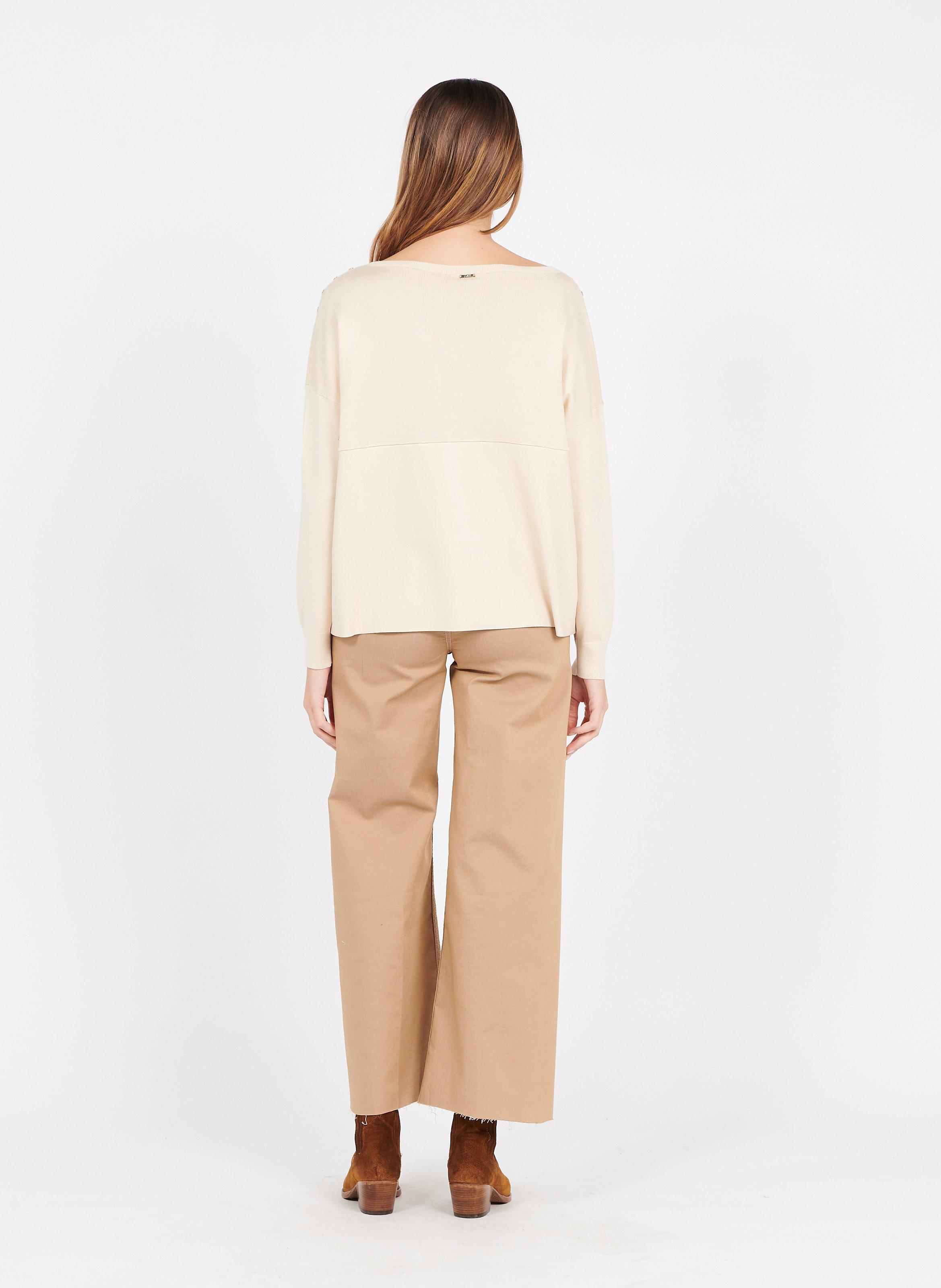 Pantaloni Larghi A Vita Alta Camel Liu Jo - Donna | Place des Tendances