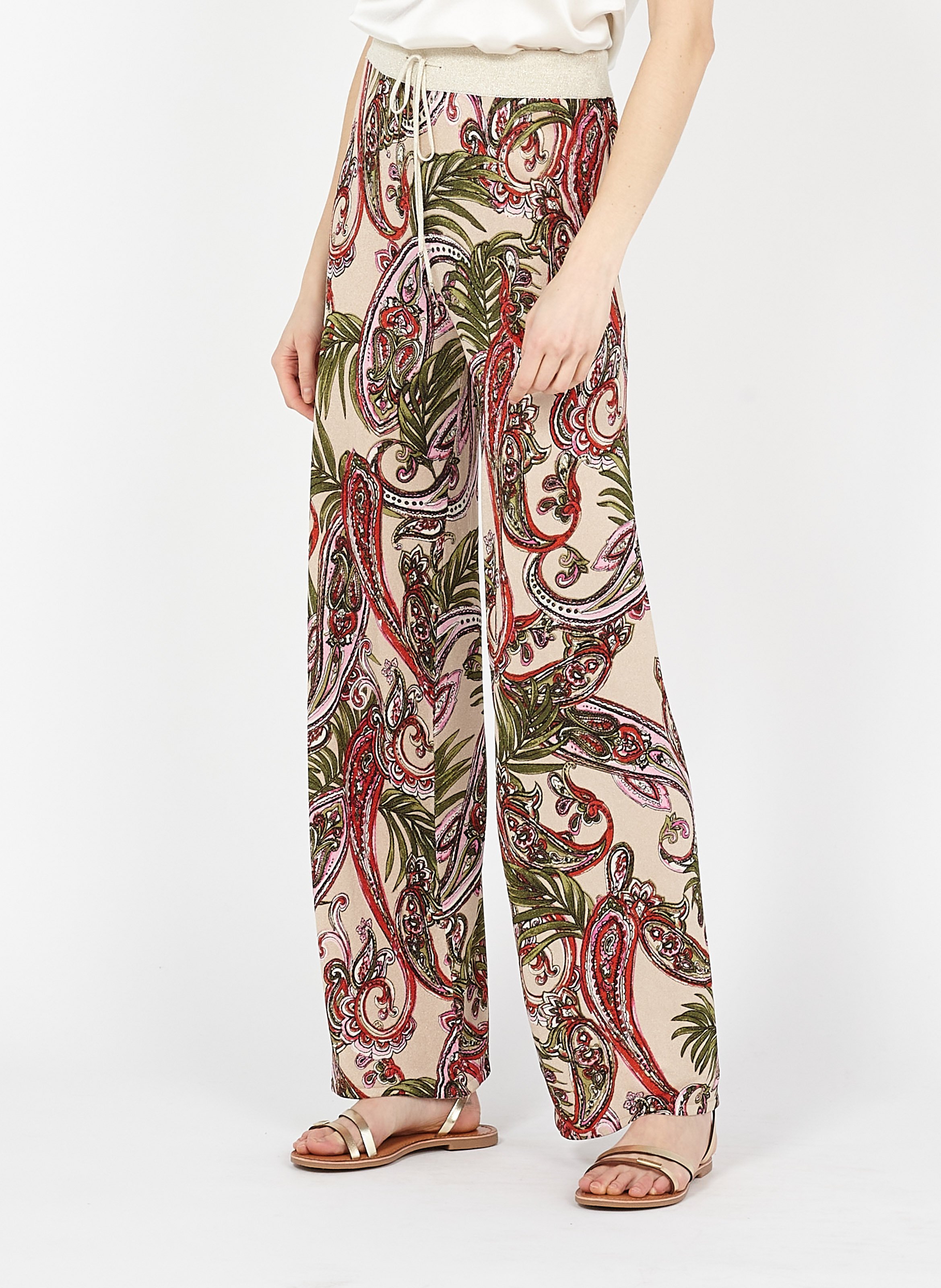 Pantaloni Larghi In Jacquard Metallizzato Palm Cashmere Liu Jo - Donna |  Place des Tendances