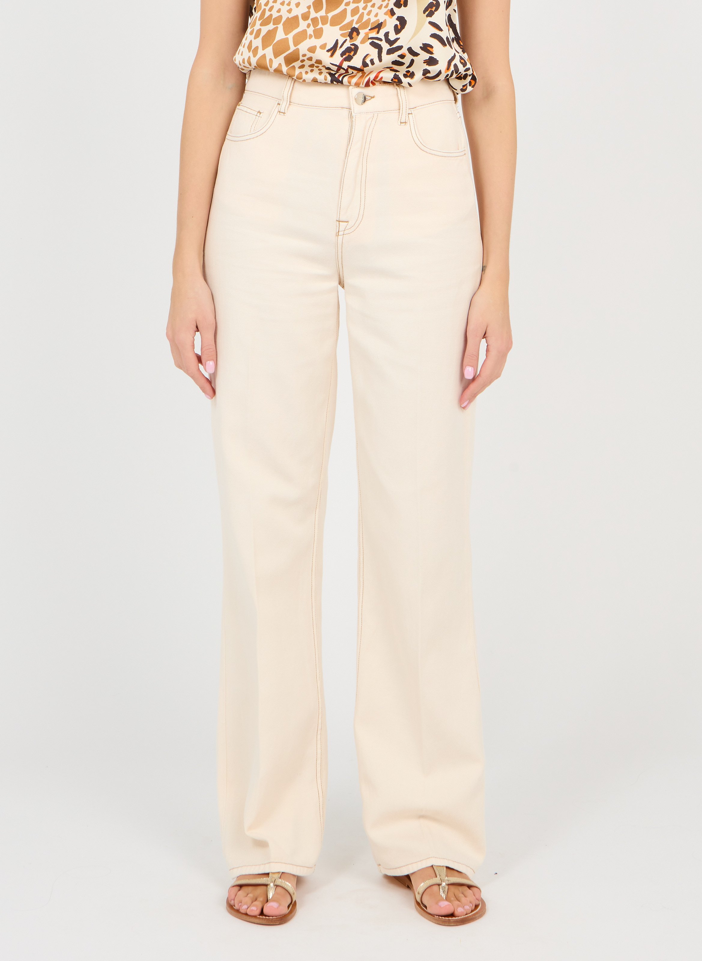 Pantaloni Larghi In Lyocell E Cotone Gesso Liu Jo - Donna | Place des  Tendances