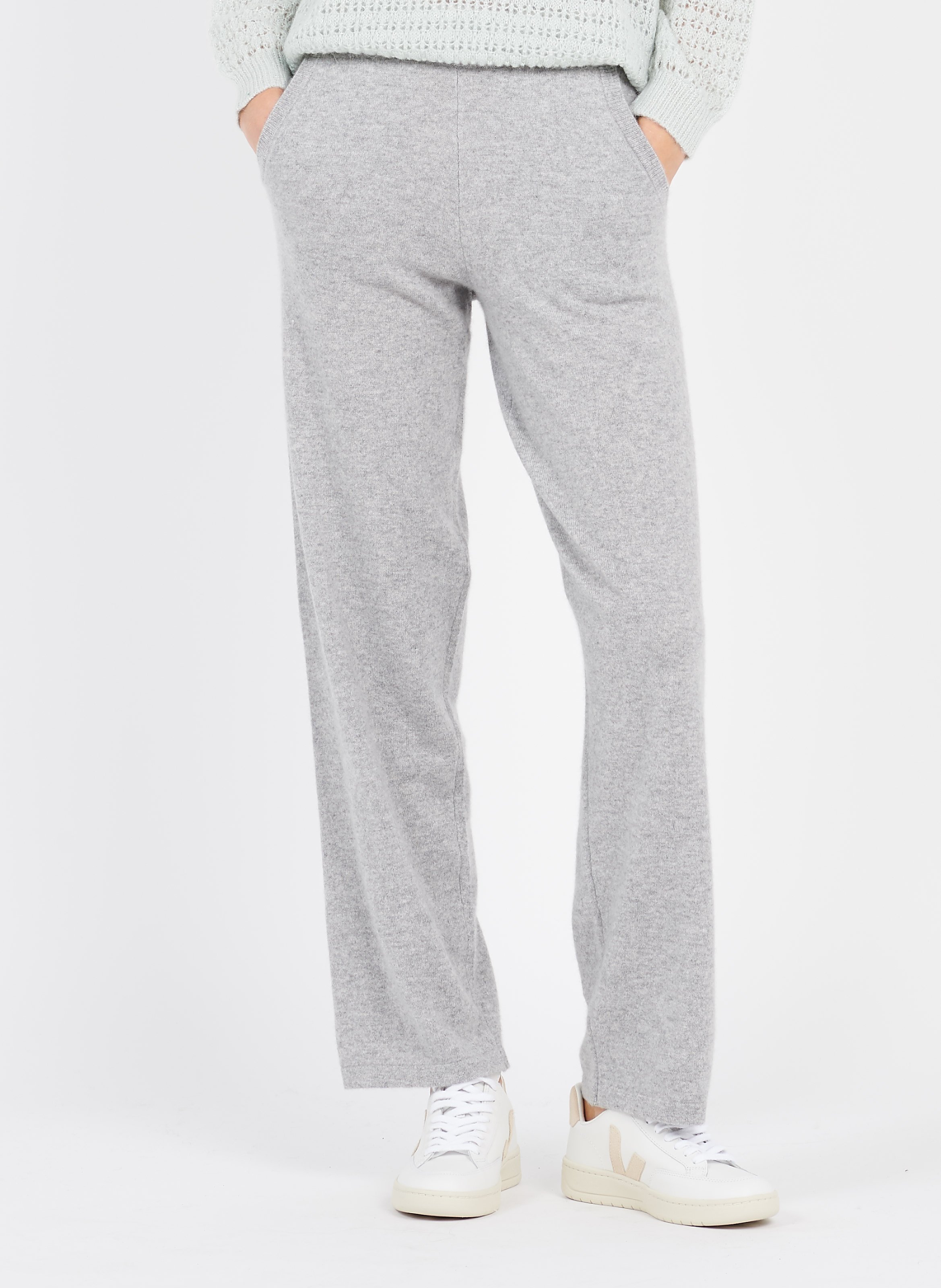 Pantaloni Dritti In Maglia Di Cashmere Gris Chine Maison 123 - Donna |  Place des Tendances