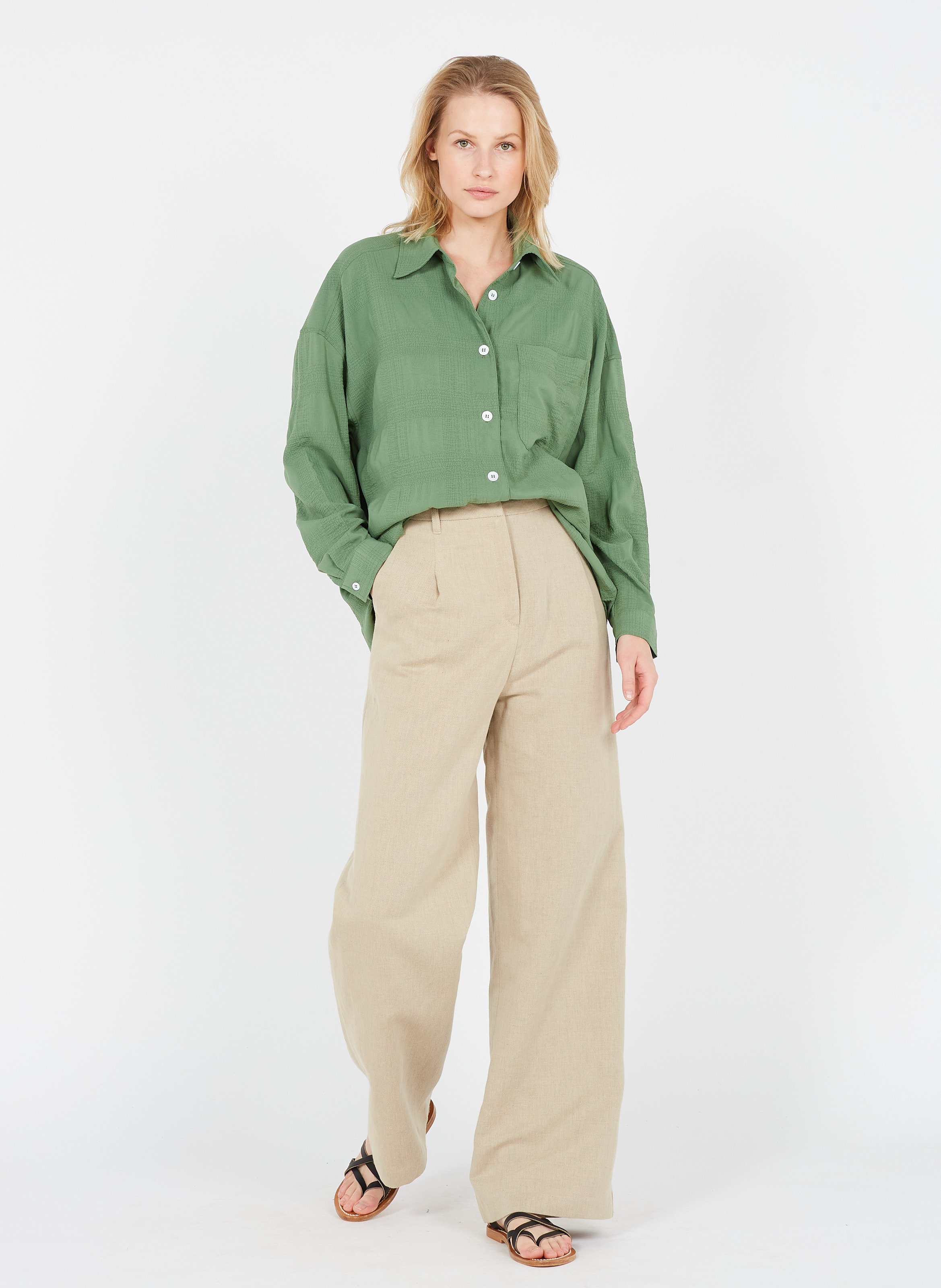 Pantaloni Larghi In Cotone E Lino Beige Maison 123 - Donna | Place des  Tendances