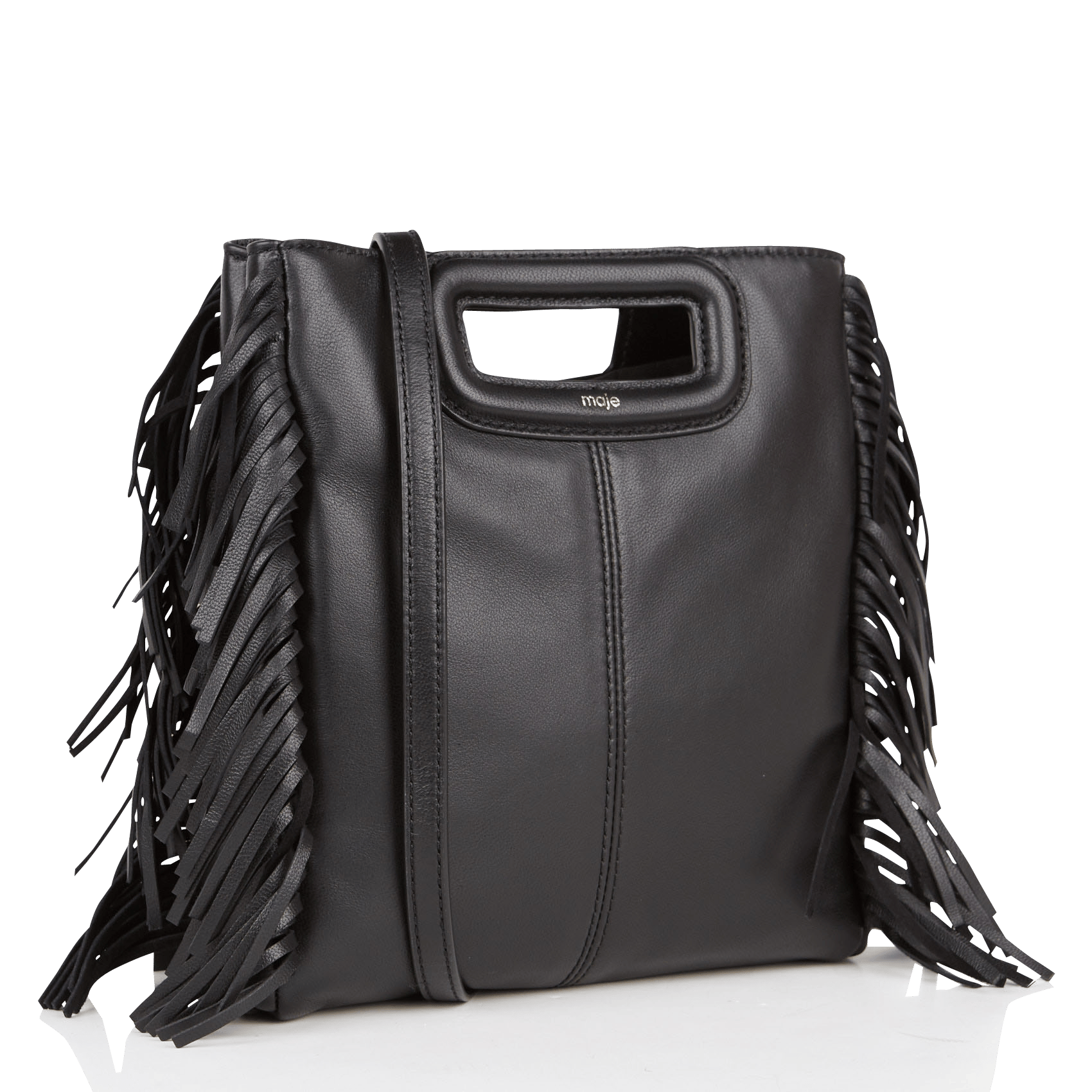 Borsa A Mano In Pelle Con Frange Noir Maje - Donna | Place des Tendances