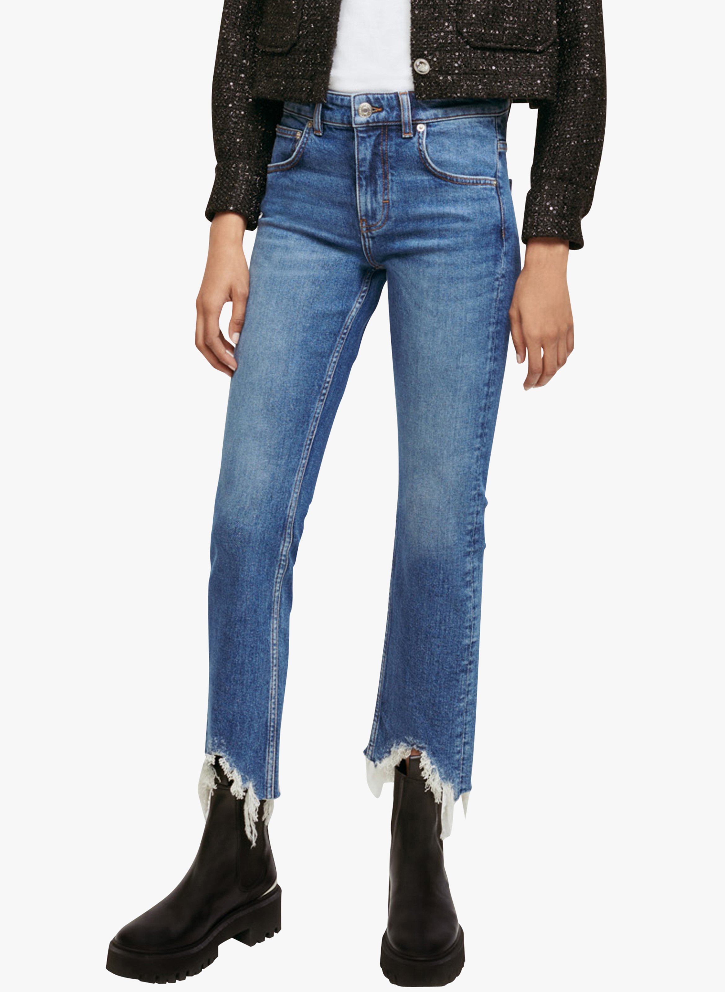 Jeans Dritti Con Orlo Sfilacciato Bleu Maje - Donna | Place des Tendances