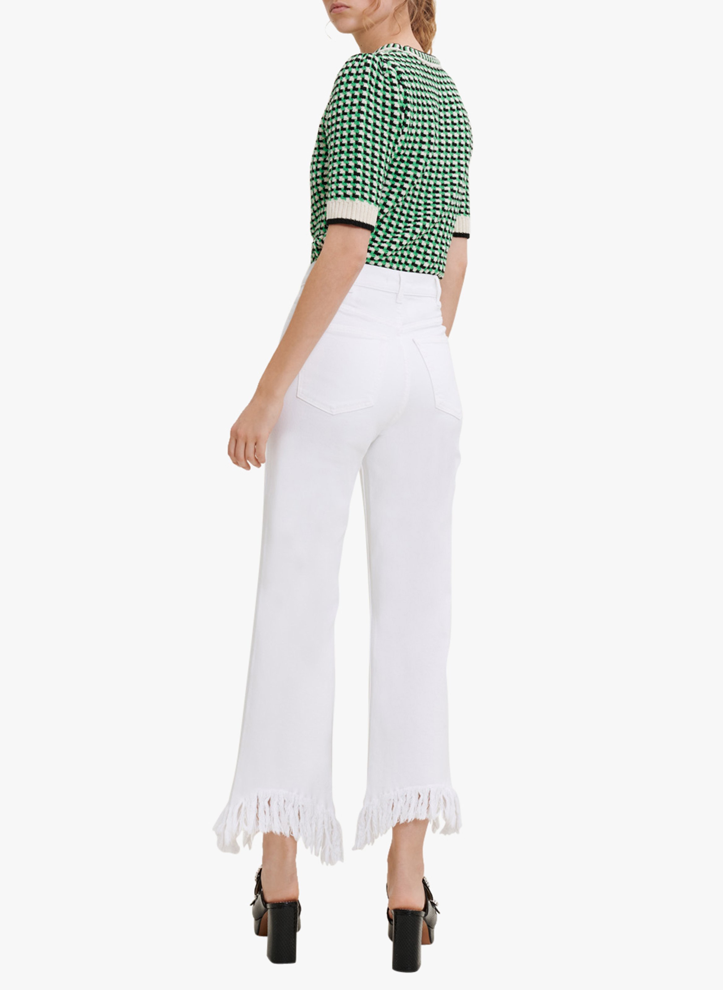 Jeans Larghi A Vita Alta Con Frange Blanc Maje - Donna | Place des Tendances