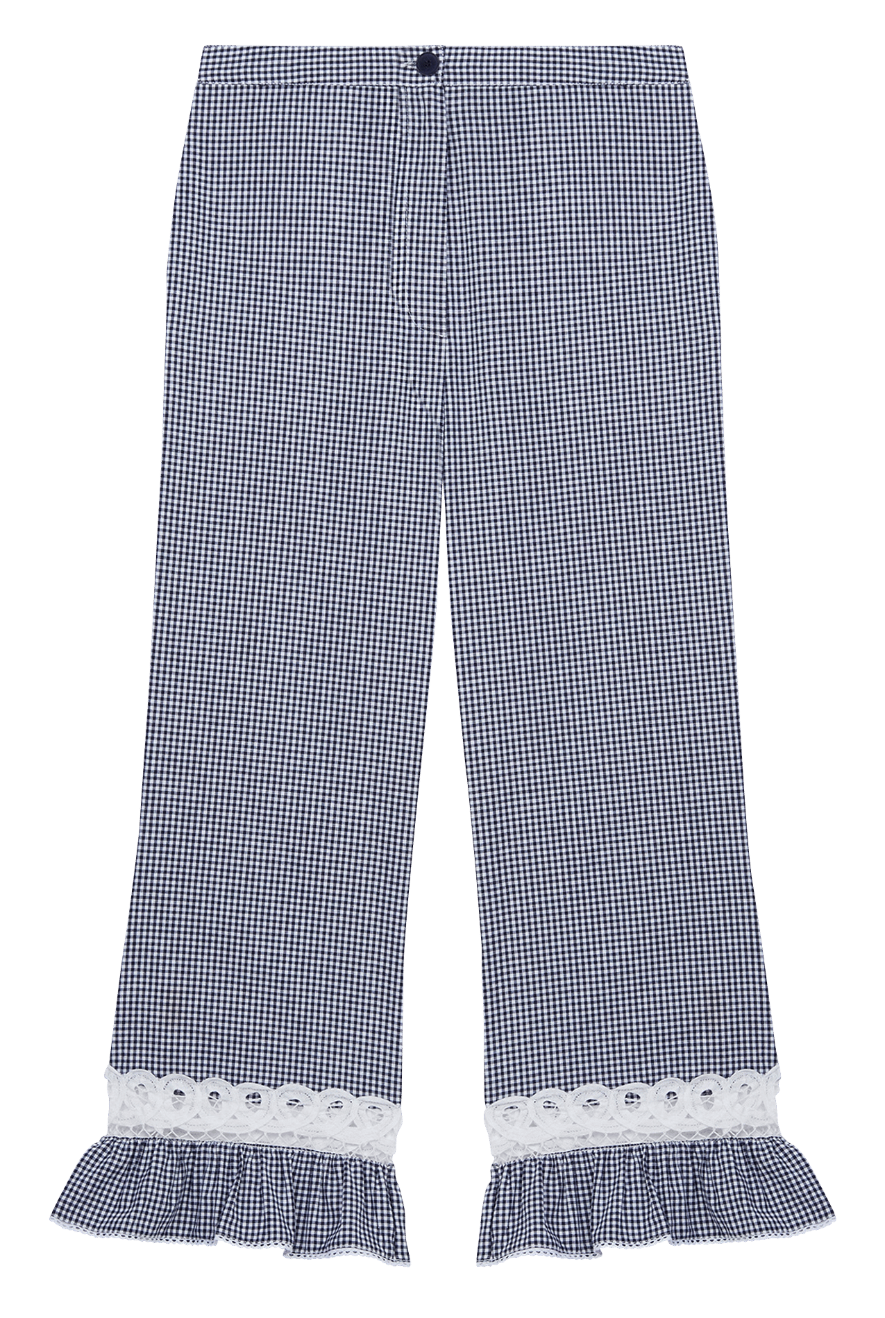 Pantaloni Dritti Stampati Vichy Marine / Ecru Maje - Donna | Place des  Tendances