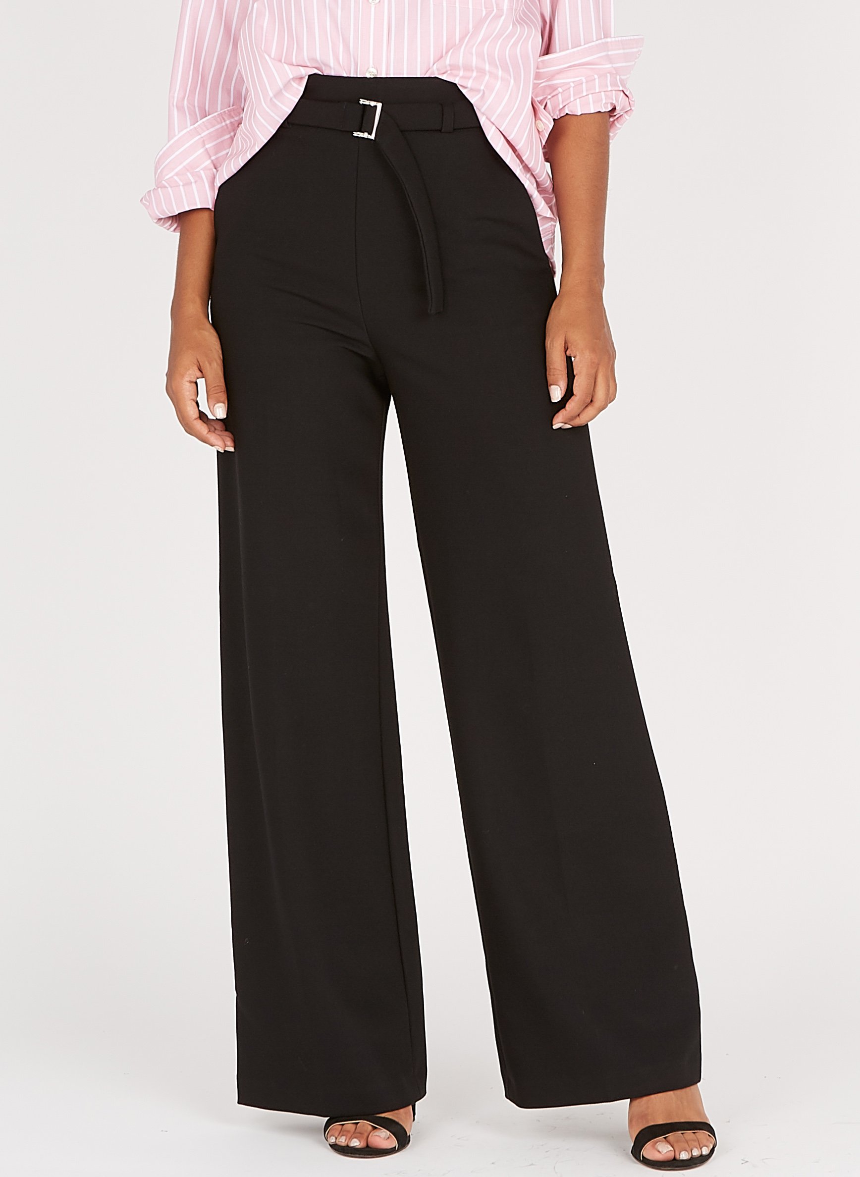 Pantaloni Larghi A Vita Alta Con Cintura Noir Maje - Donna | Place des  Tendances