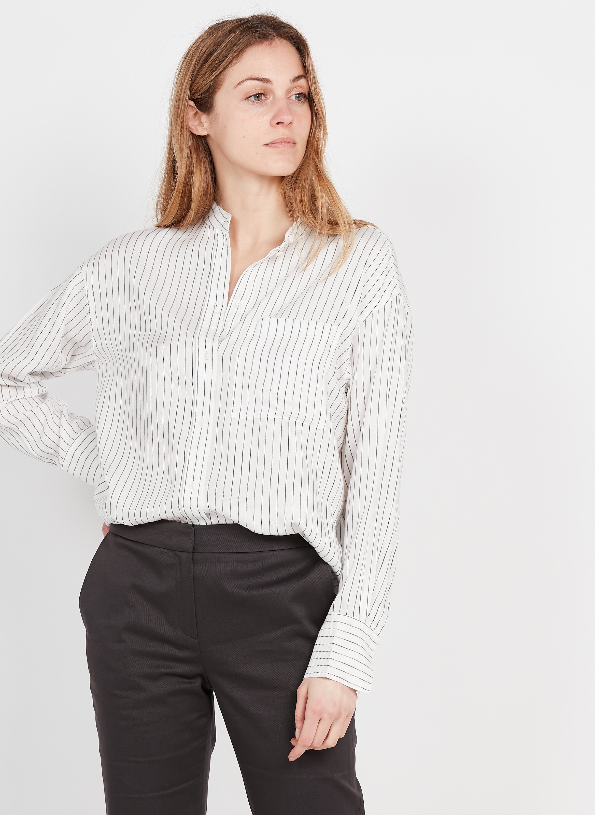 Camicia Collo Alla Coreana A Righe In Lyocell B91-multi/summer Hemp Marc  O'polo - Donna | Place des Tendances