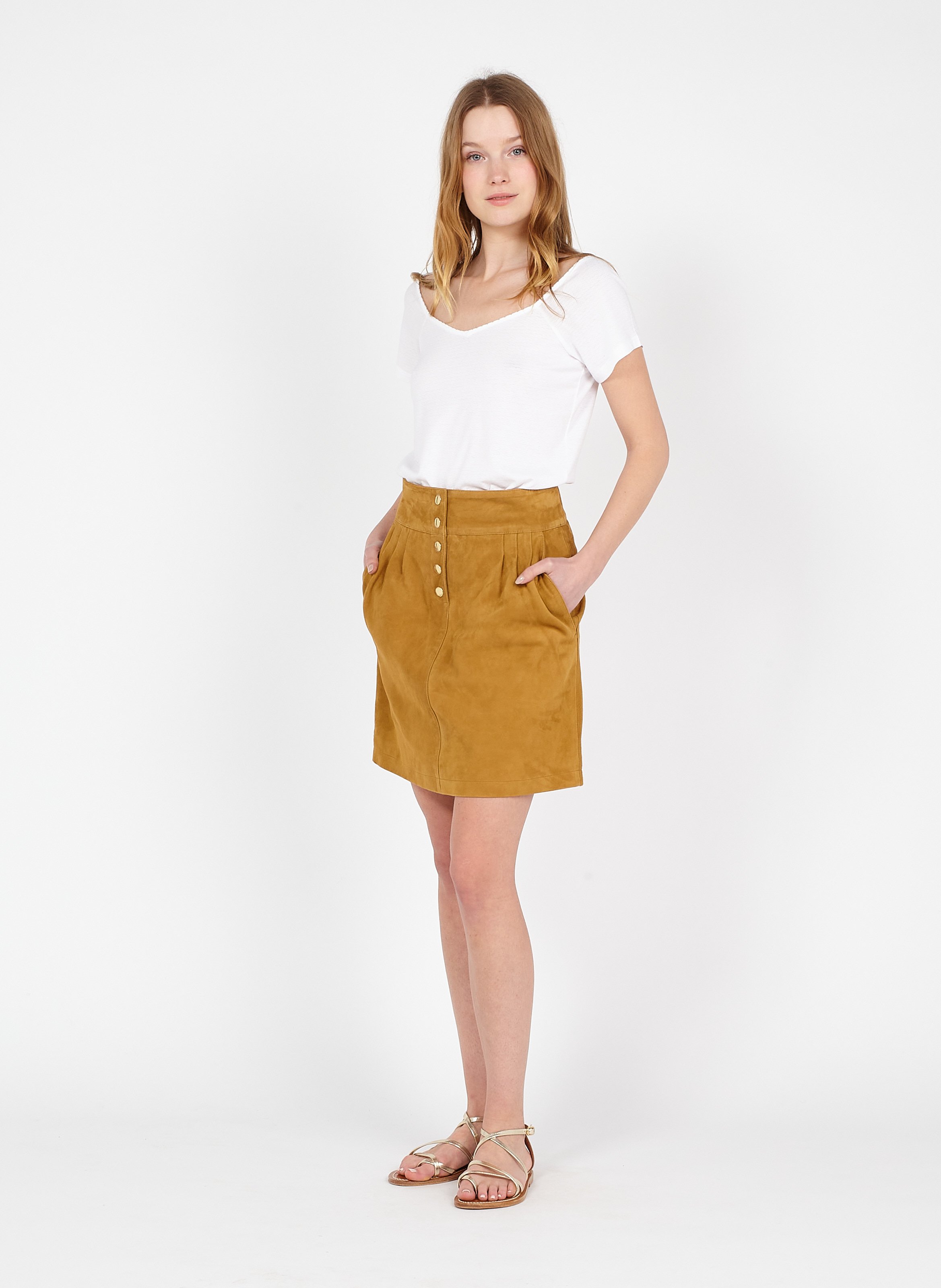Gonna Corta In Pelle Scamosciata Miel Maison 123 - Donna | Place des  Tendances