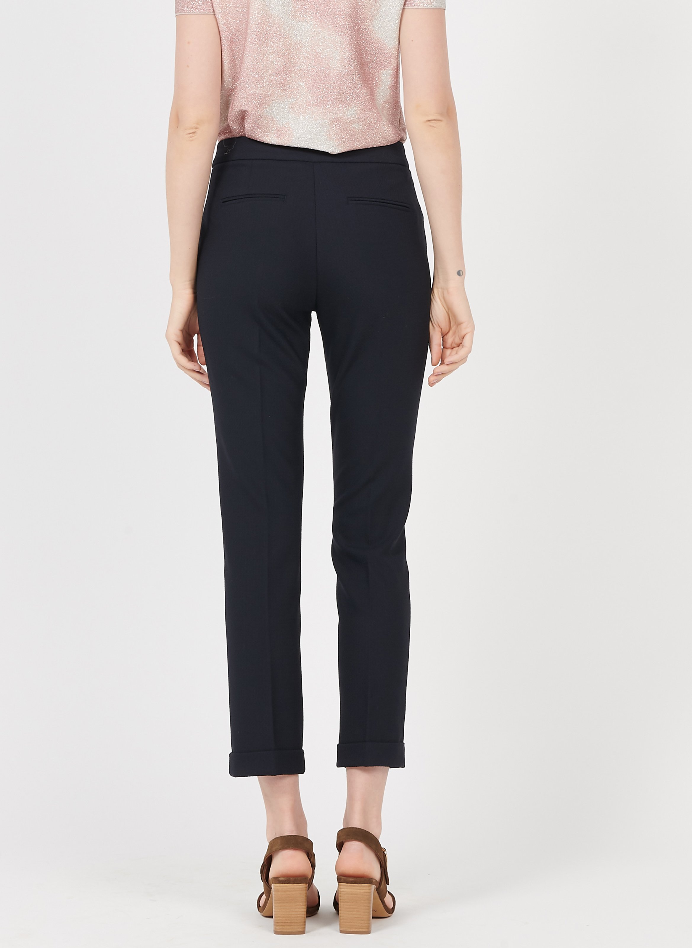 Pantaloni Dritti A Vita Alta In Jacquard Midnight Blue Pattern Max\u0026co. -  Donna | Place des Tendances