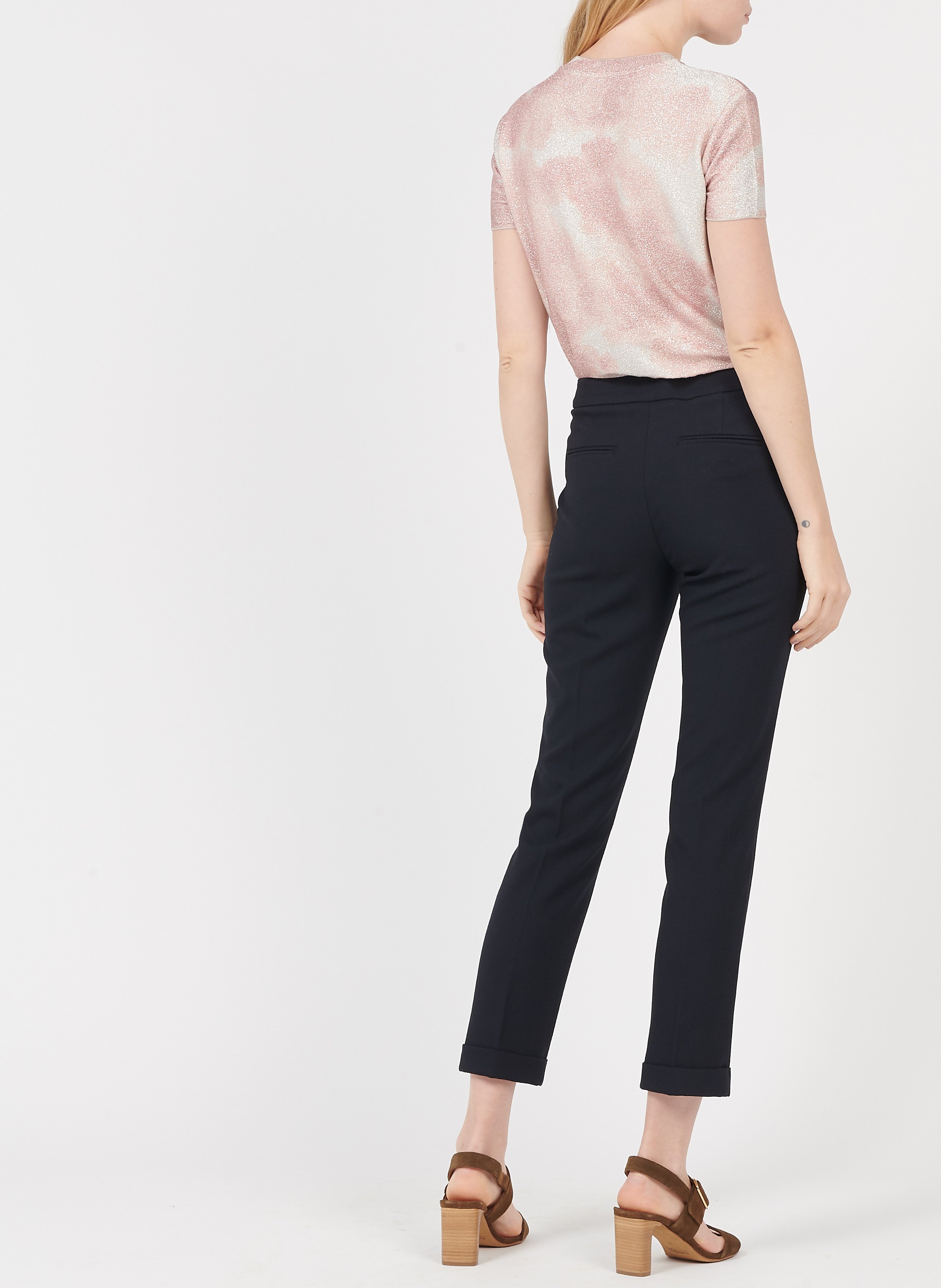 Pantaloni Dritti A Vita Alta In Jacquard Midnight Blue Pattern Max\u0026co. -  Donna | Place des Tendances