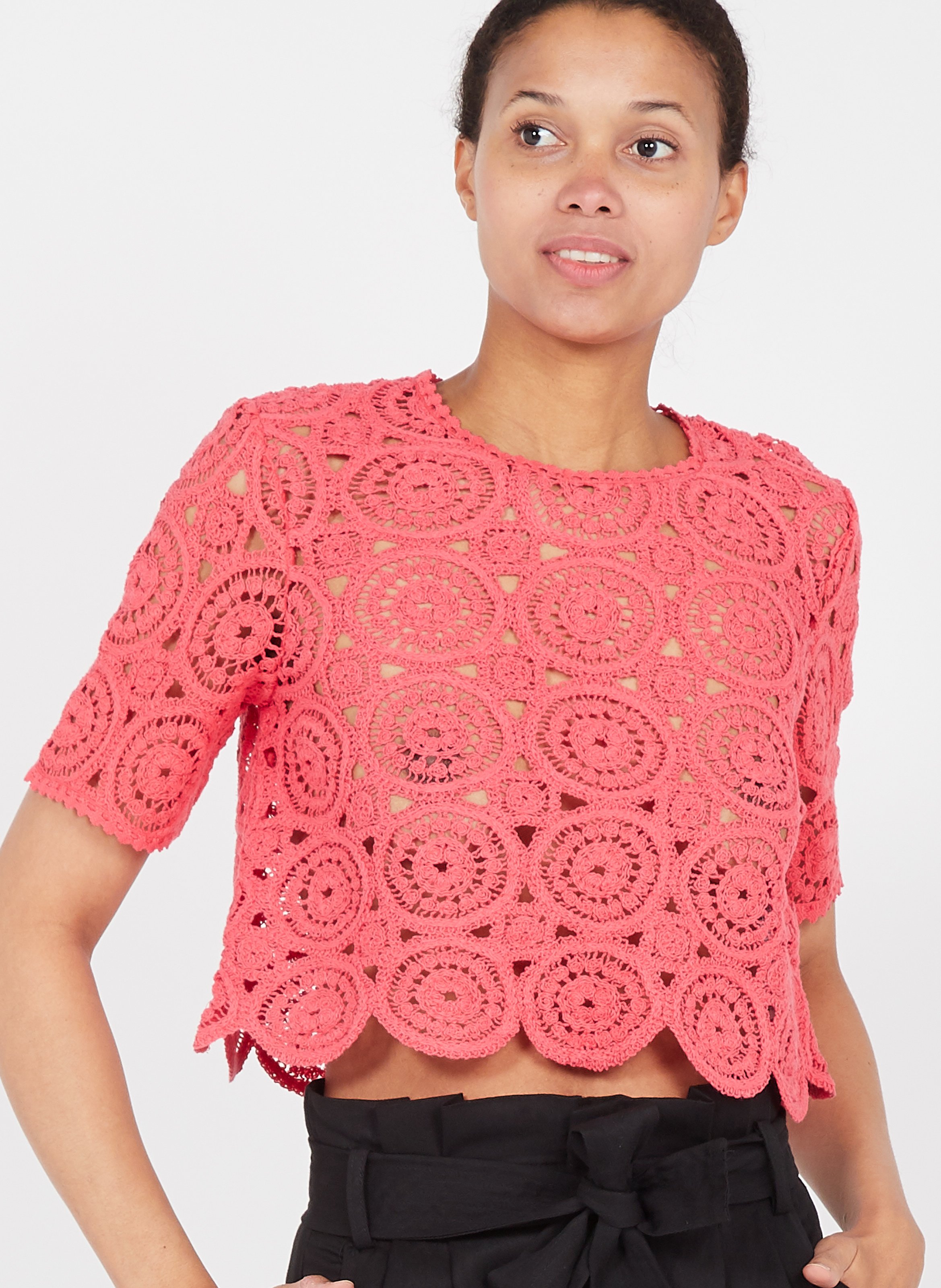 Top Scollo Tondo In Maglia Fantasia Coral Max\u0026co. - Donna | Place des  Tendances
