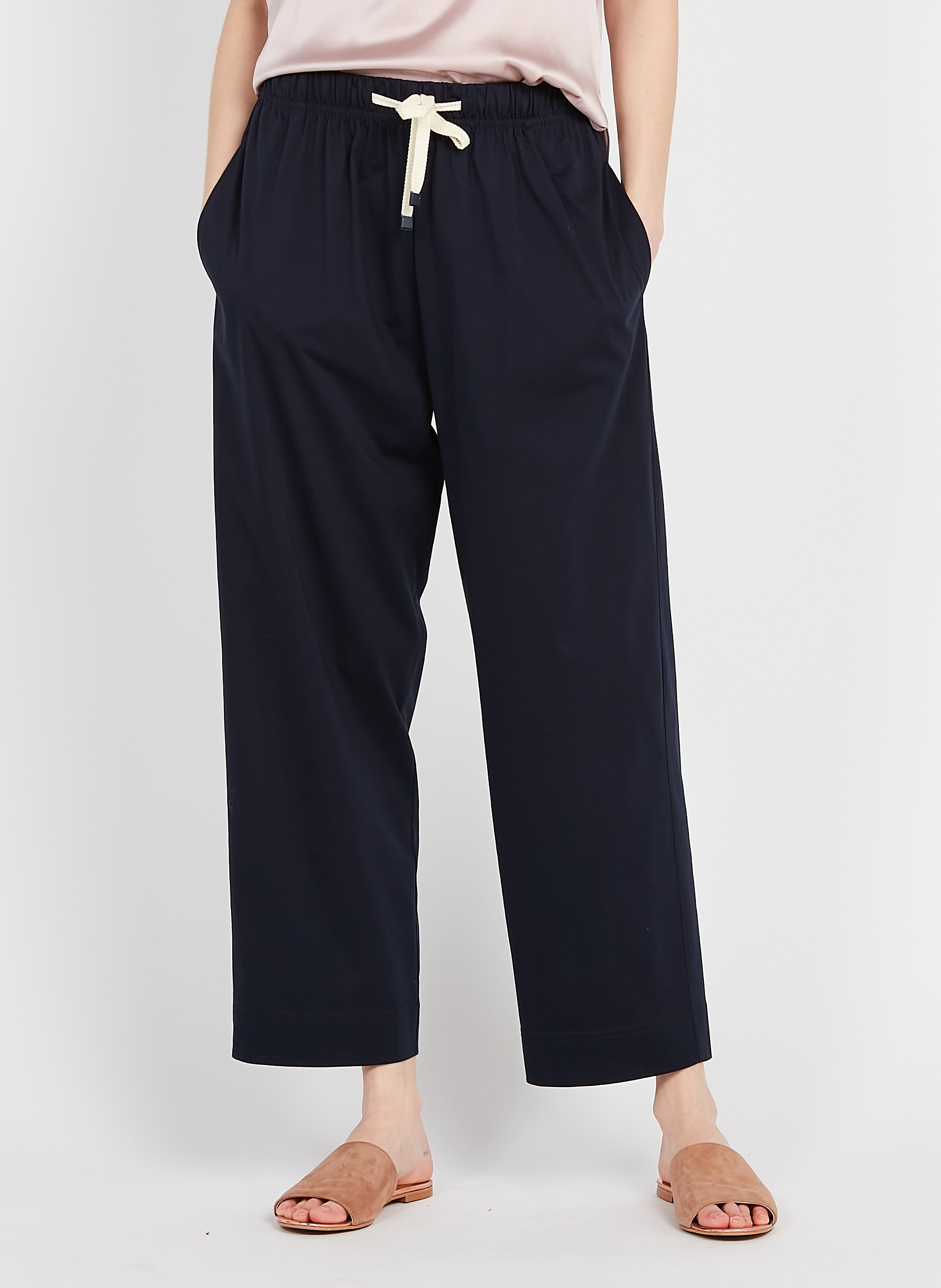 Pantaloni Larghi In Misto Cotone Bleu Max Mara Leisure - Donna | Place des  Tendances
