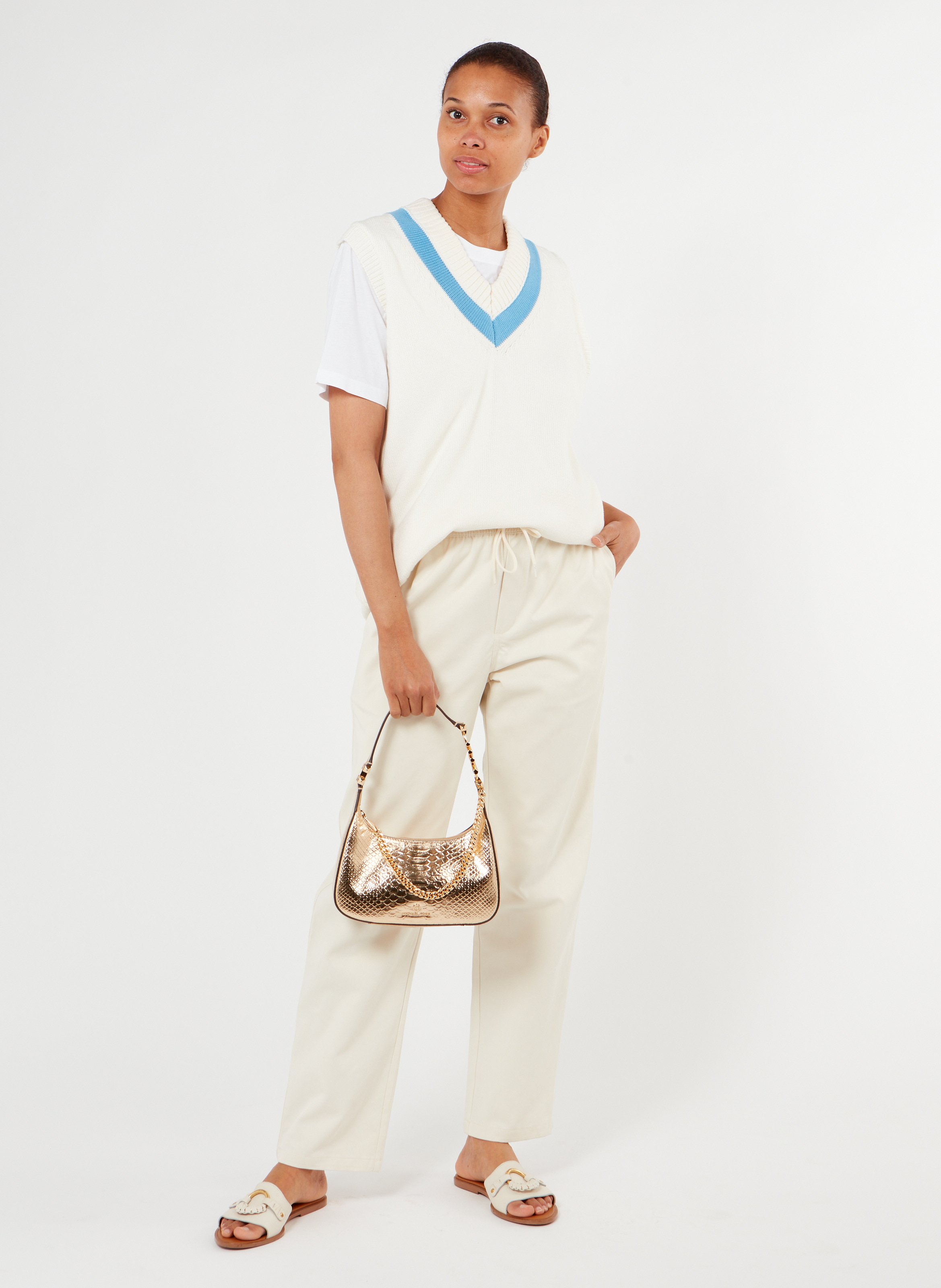 Borsa BAGUETTE croco beige | Rouje