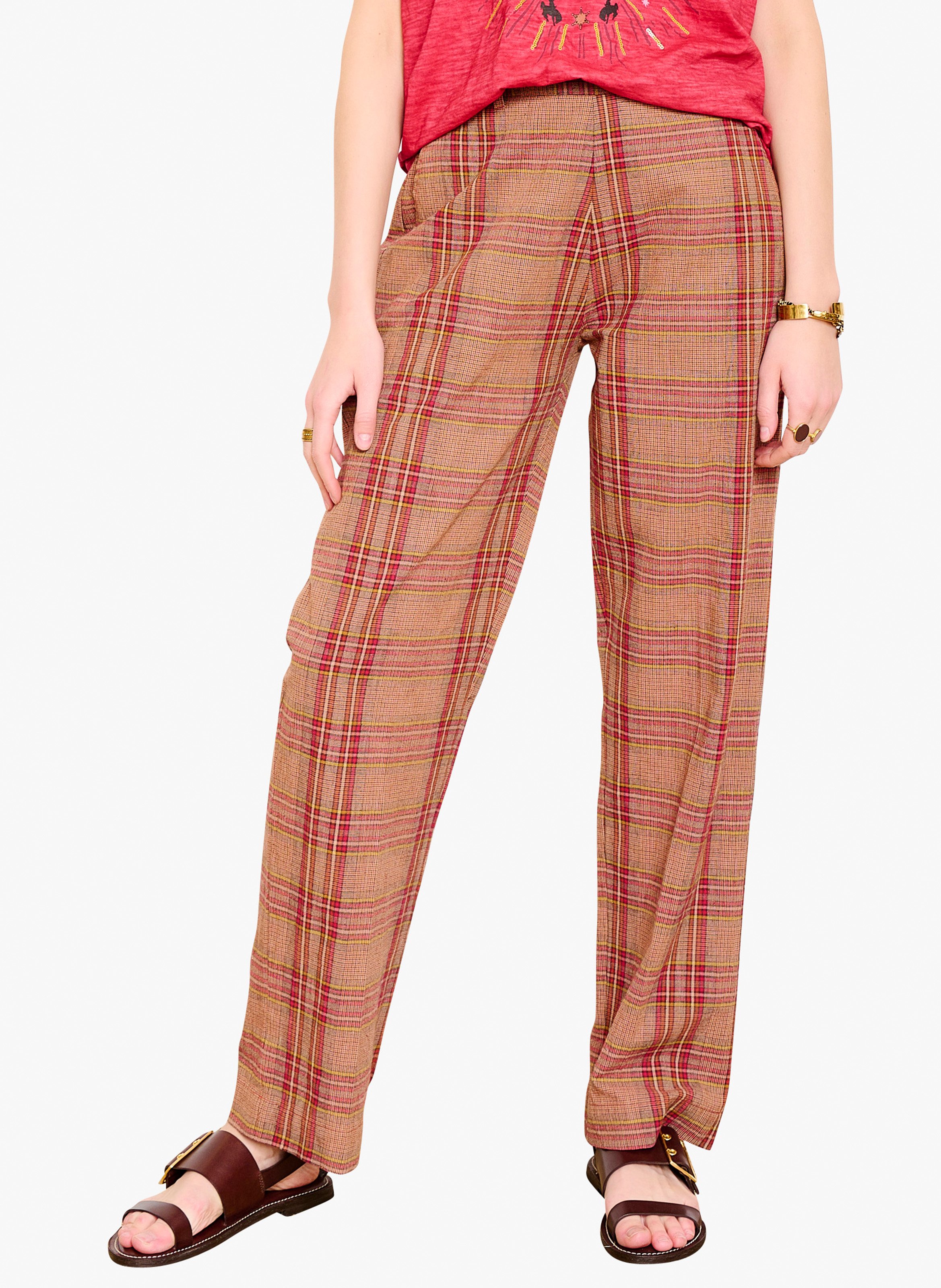 Pantaloni Larghi A Quadri In Misto Cotone Checks Mkt - Donna | Place des  Tendances