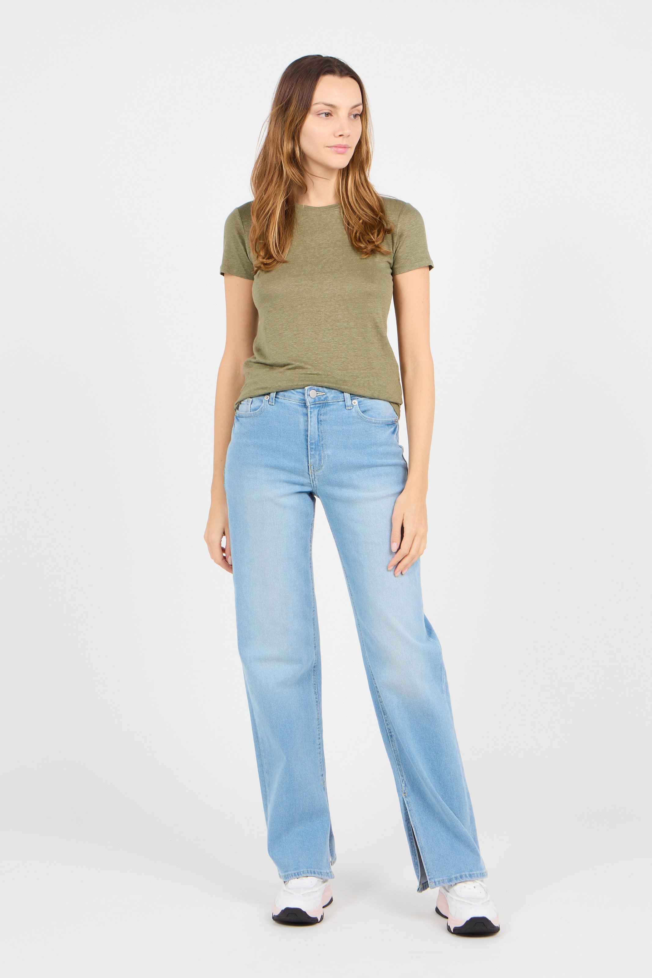 Jeans A Vita Normale Con Spacco Light Blue Wash Moss Copenhagen - Donna |  Place des Tendances