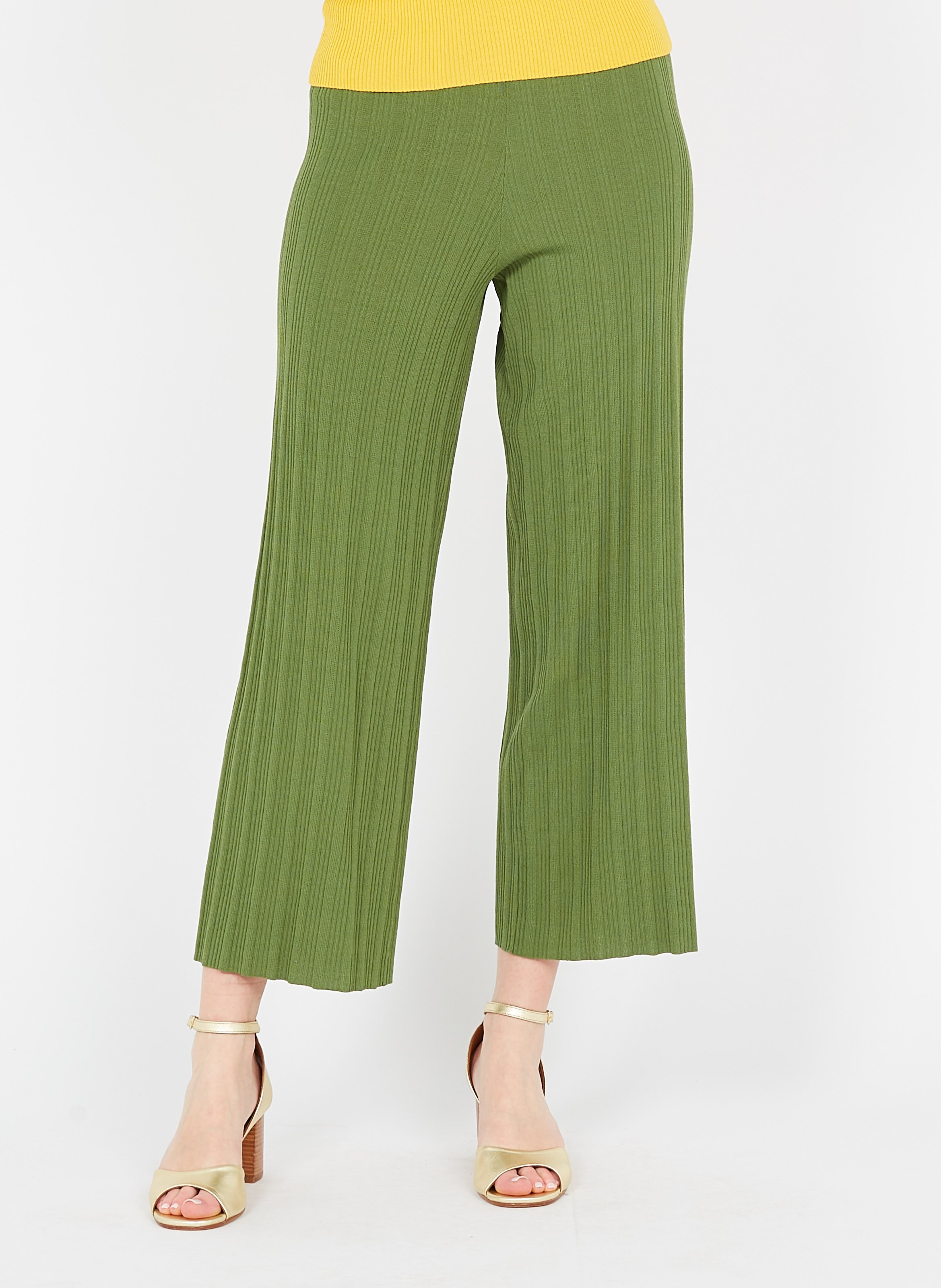 Pantaloni In Maglia A Coste Vert Kaki Nice Things - Donna | Place des  Tendances