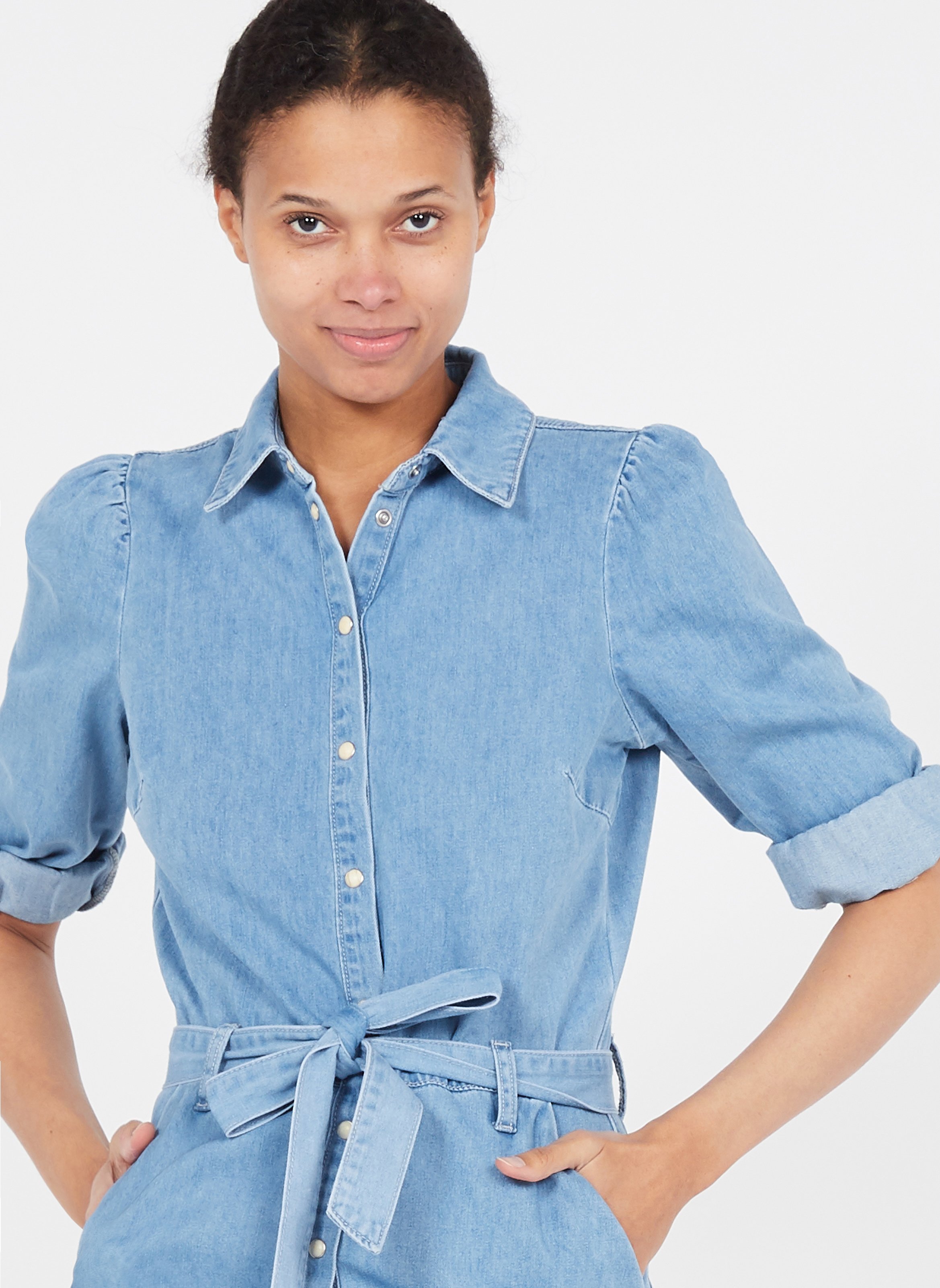 Abito Corto In Jeans Con Maniche A Sbuffo Light Blue Denim Object - Donna |  Place des Tendances