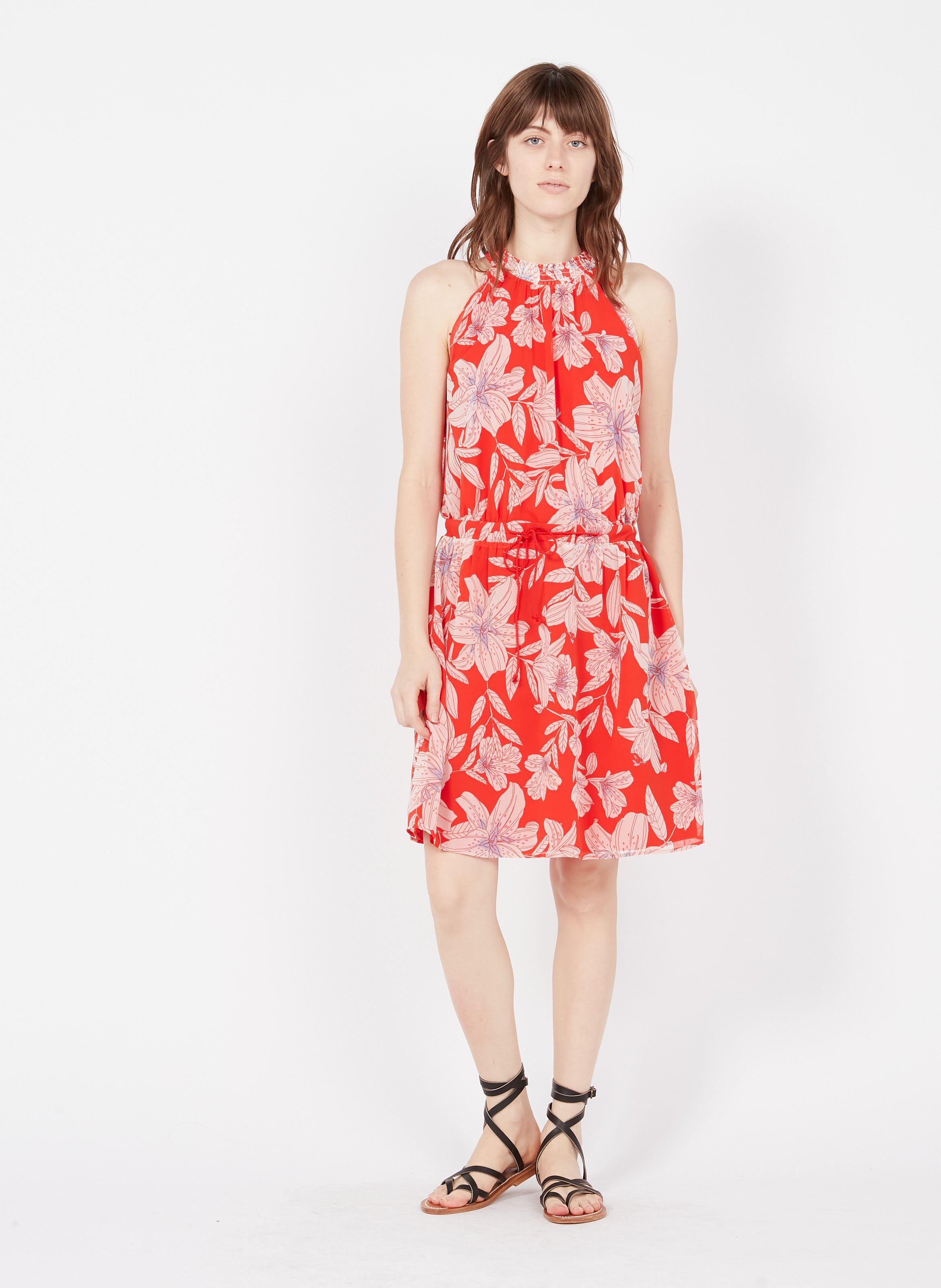 Abito Corto Stampato Con Scollo Americano Orange Sanguine One Step - Donna  | Place des Tendances