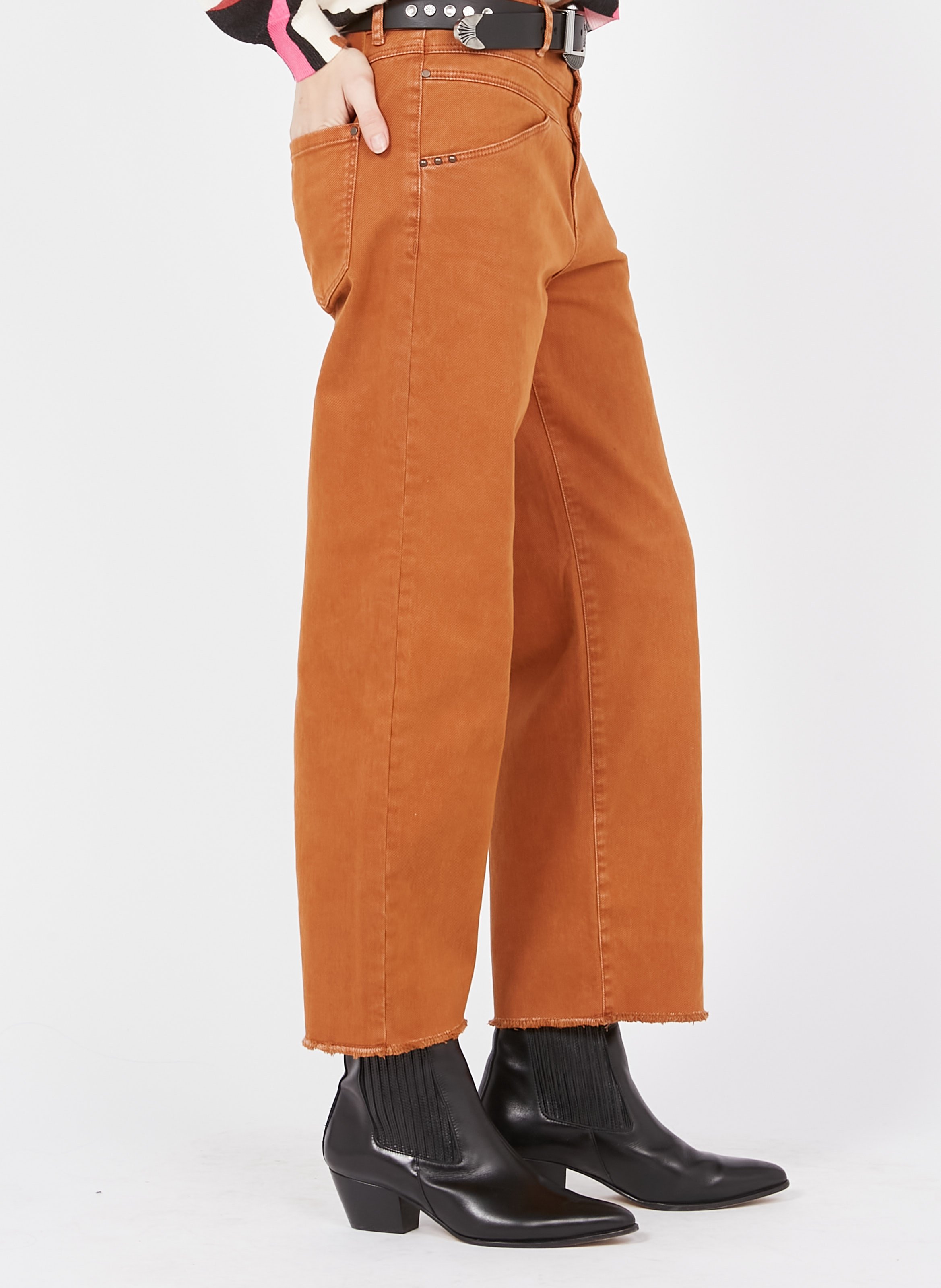Jeans Larghi A Vita Alta Cognac One Step - Donna | Place des Tendances