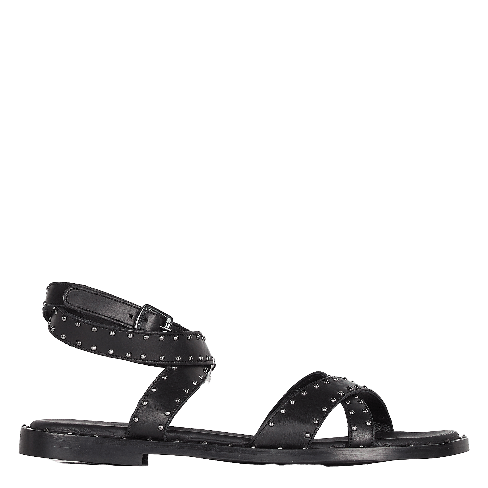 Sandali Bassi In Pelle Con Borchie Noir One Step - Donna | Place des  Tendances
