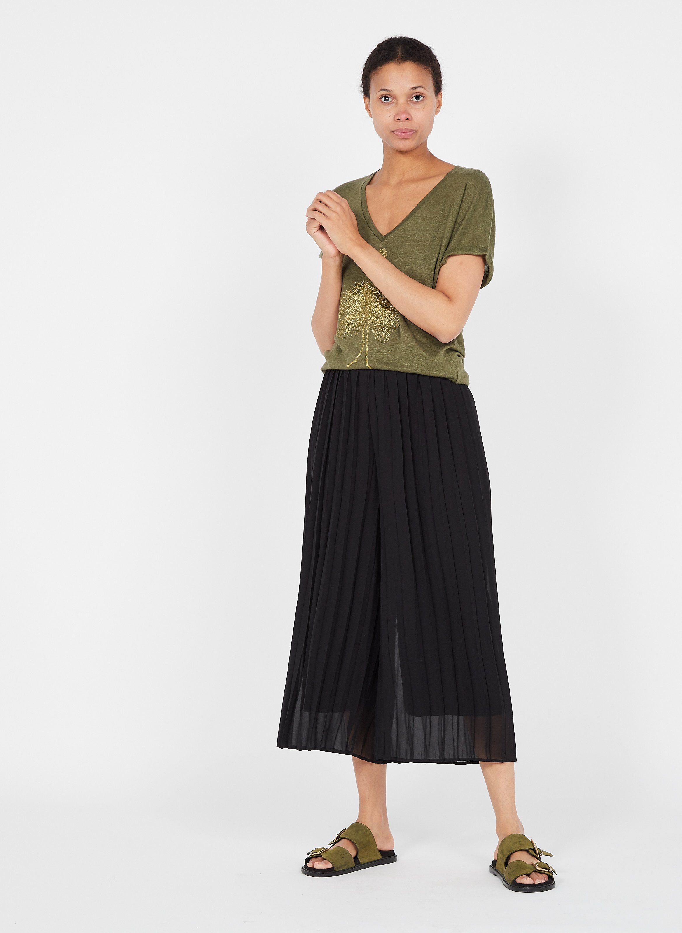 Gonna-pantalone Plissettata Noir One Step - Donna | Place des Tendances