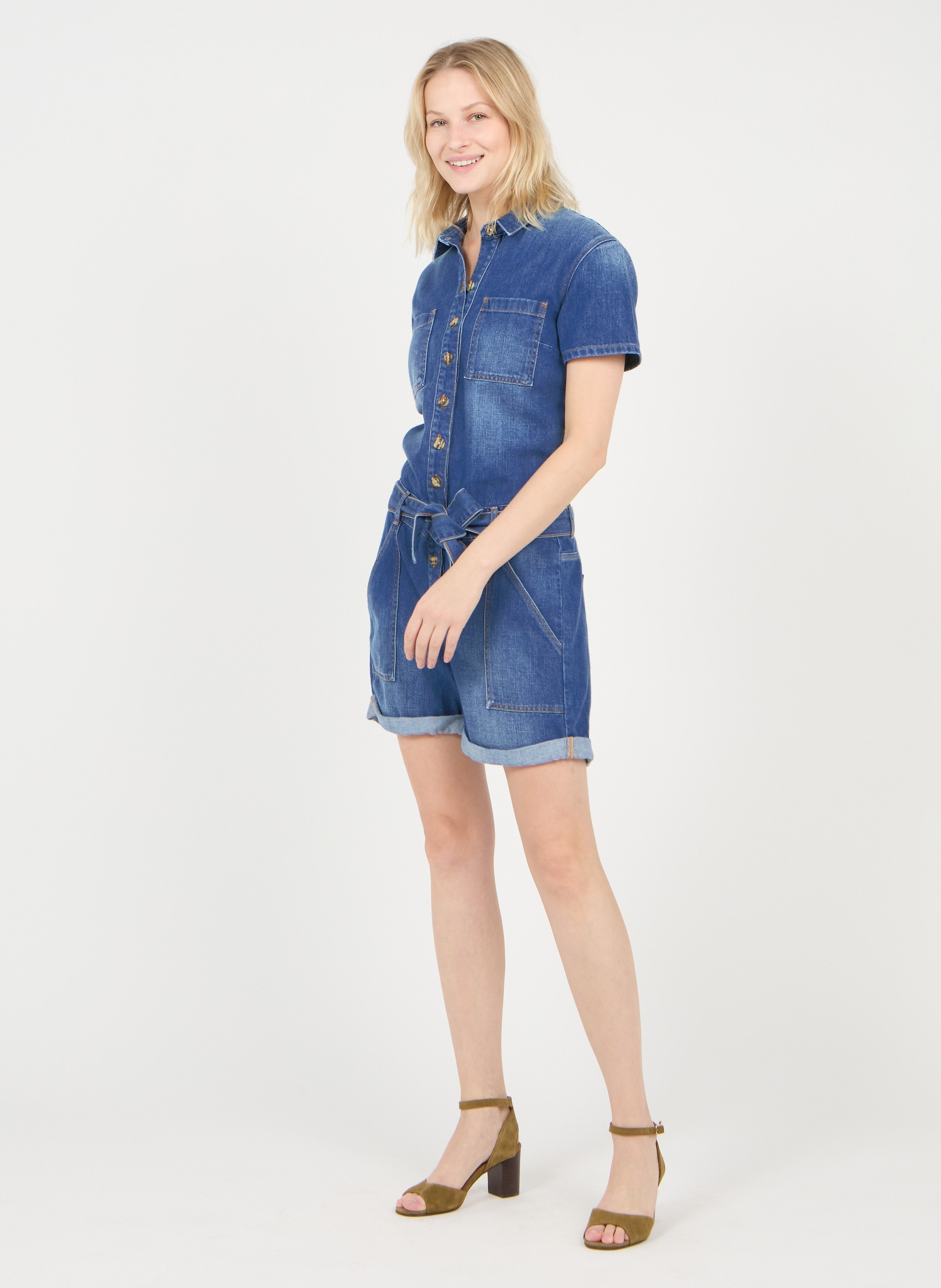 Tuta Corta In Jeans Bleu Medium One Step - Donna | Place des Tendances
