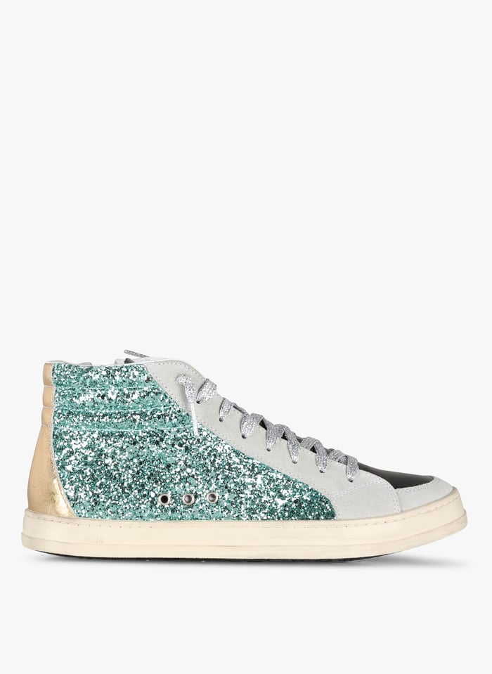 P448 SKATE Sneakers alte in pelle con paillettes Verde
