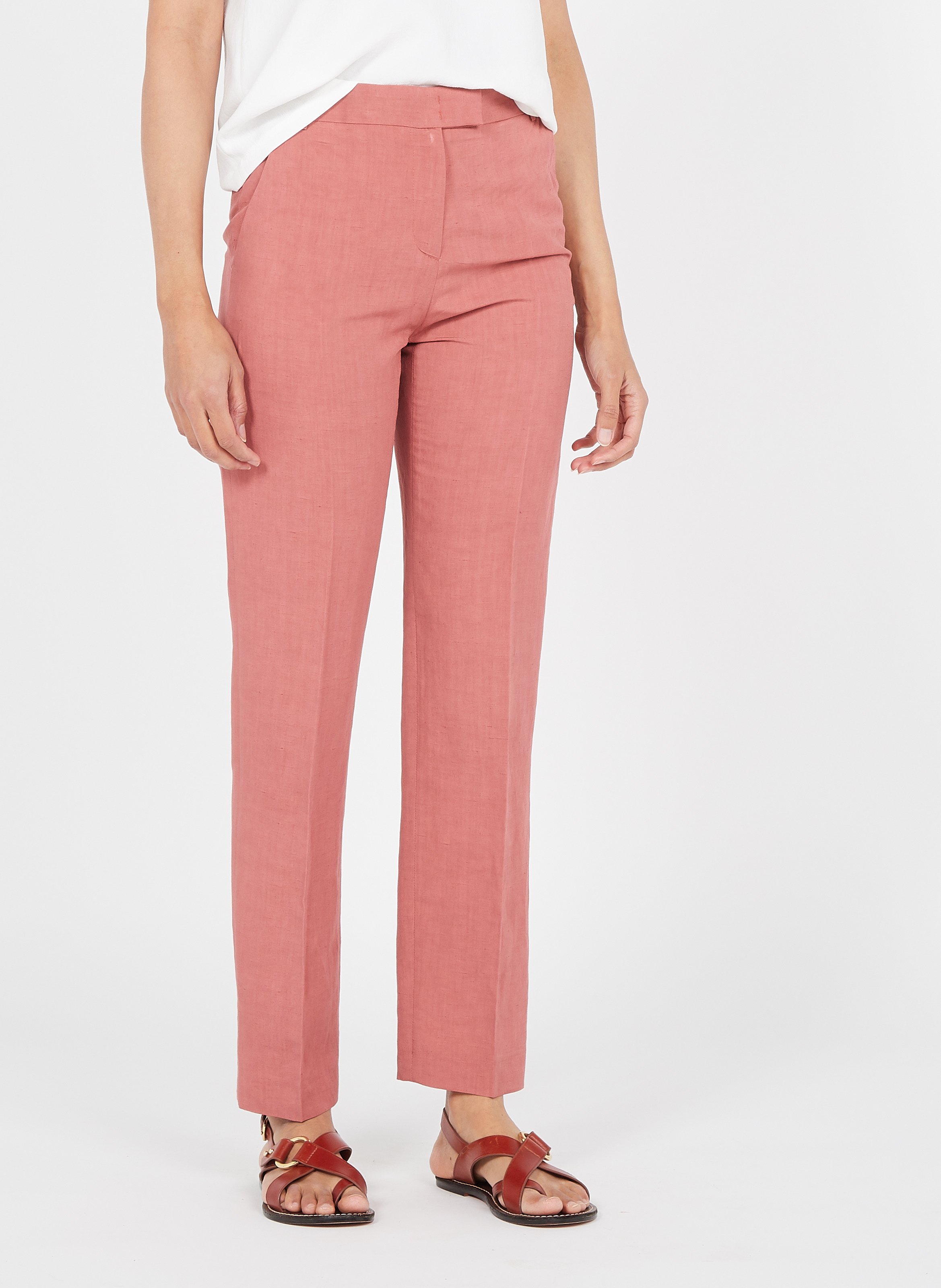 Pantaloni Dritti In Misto Lino Bois De Rose Pablo - Donna | Place des  Tendances