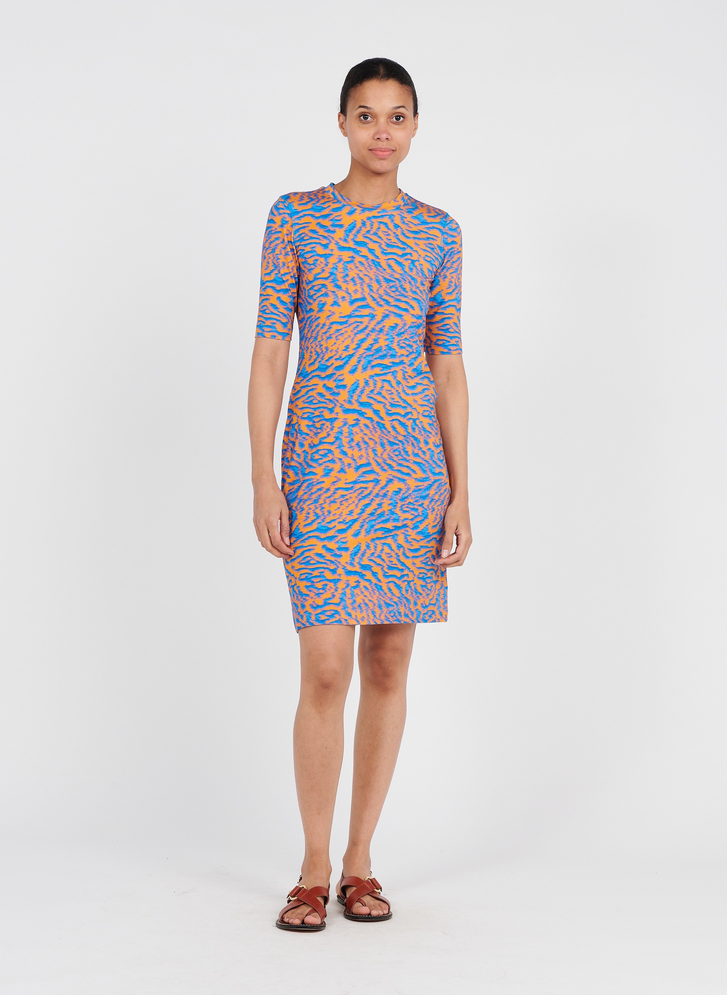 Abito Corto Scollo Tondo Stampato In Misto Cotone E Lyocell Orange Paul  Smith - Donna | Place des Tendances