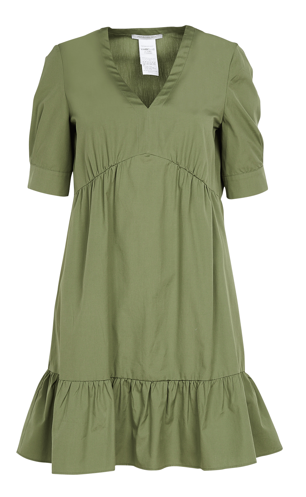 Abito Corto Scollo A V In Cotone Khaki Green Pennyblack - Donna | Place des  Tendances