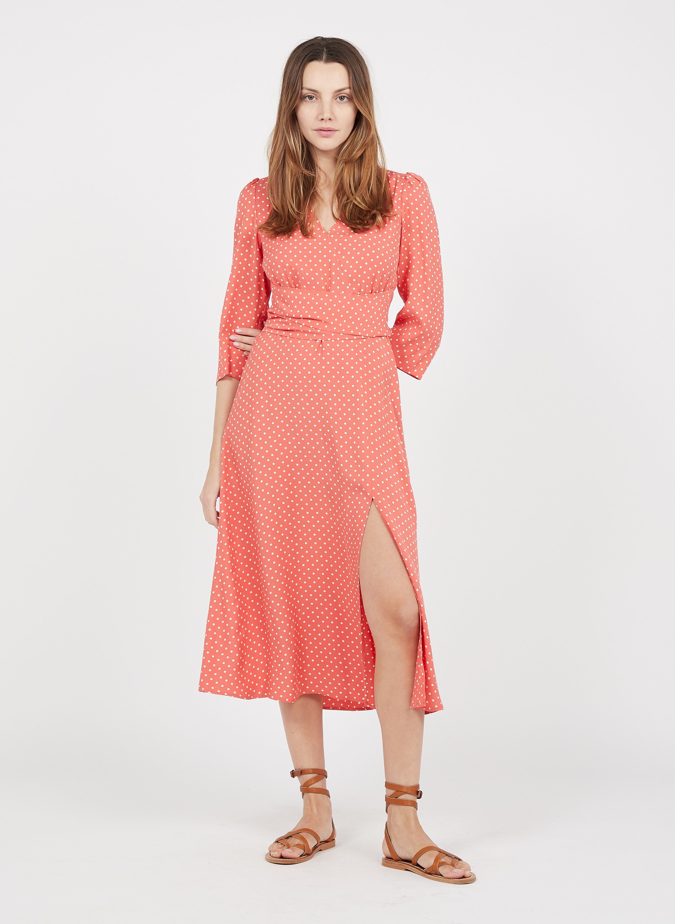 Abito Midi Con Scollo A V E Stampa A Pois Coral Pattern Pennyblack - Donna  | Place des Tendances