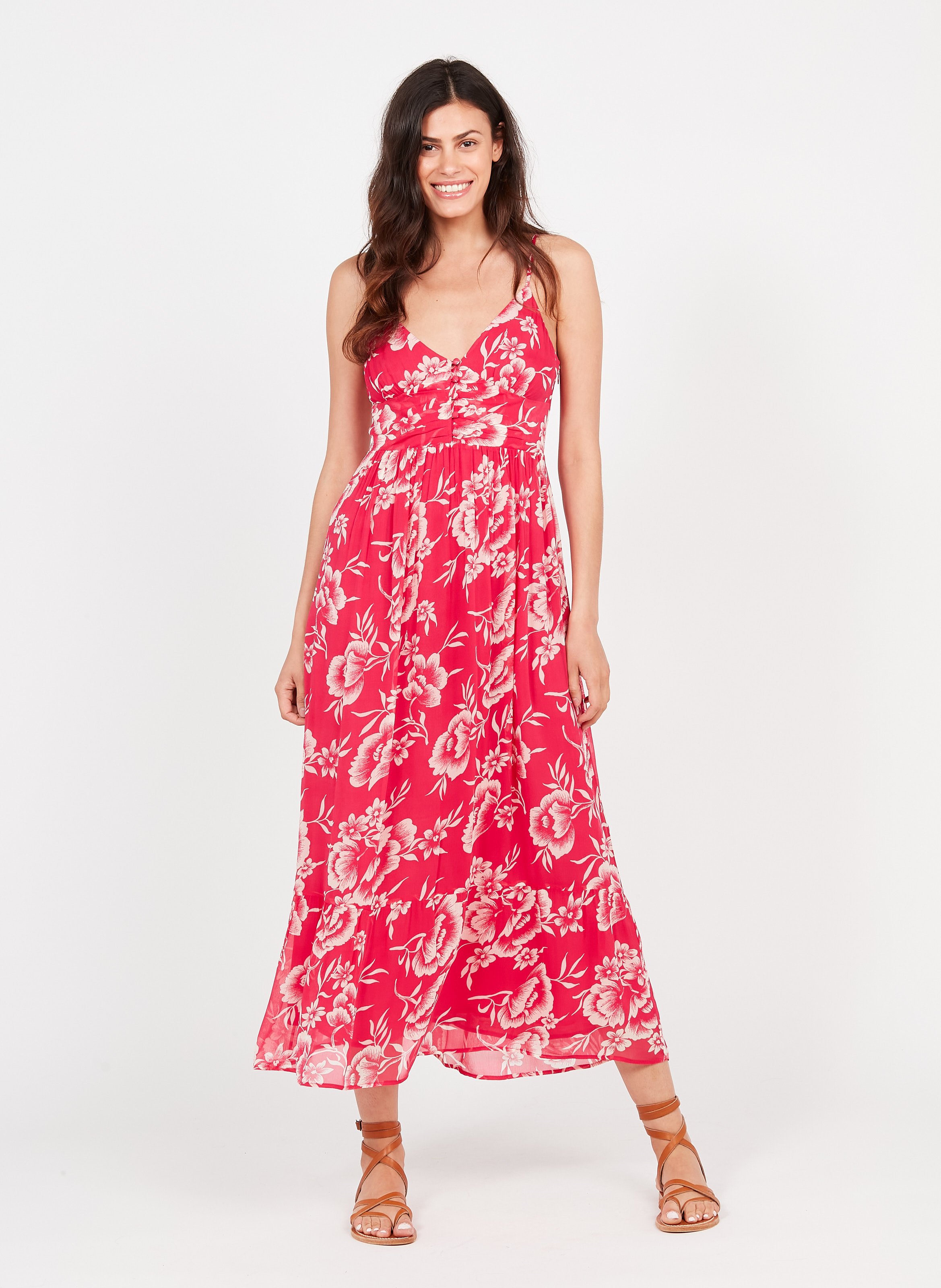 Abito Lungo Scollo A V Stampato Fushia Petite Mendigote - Donna | Place des  Tendances