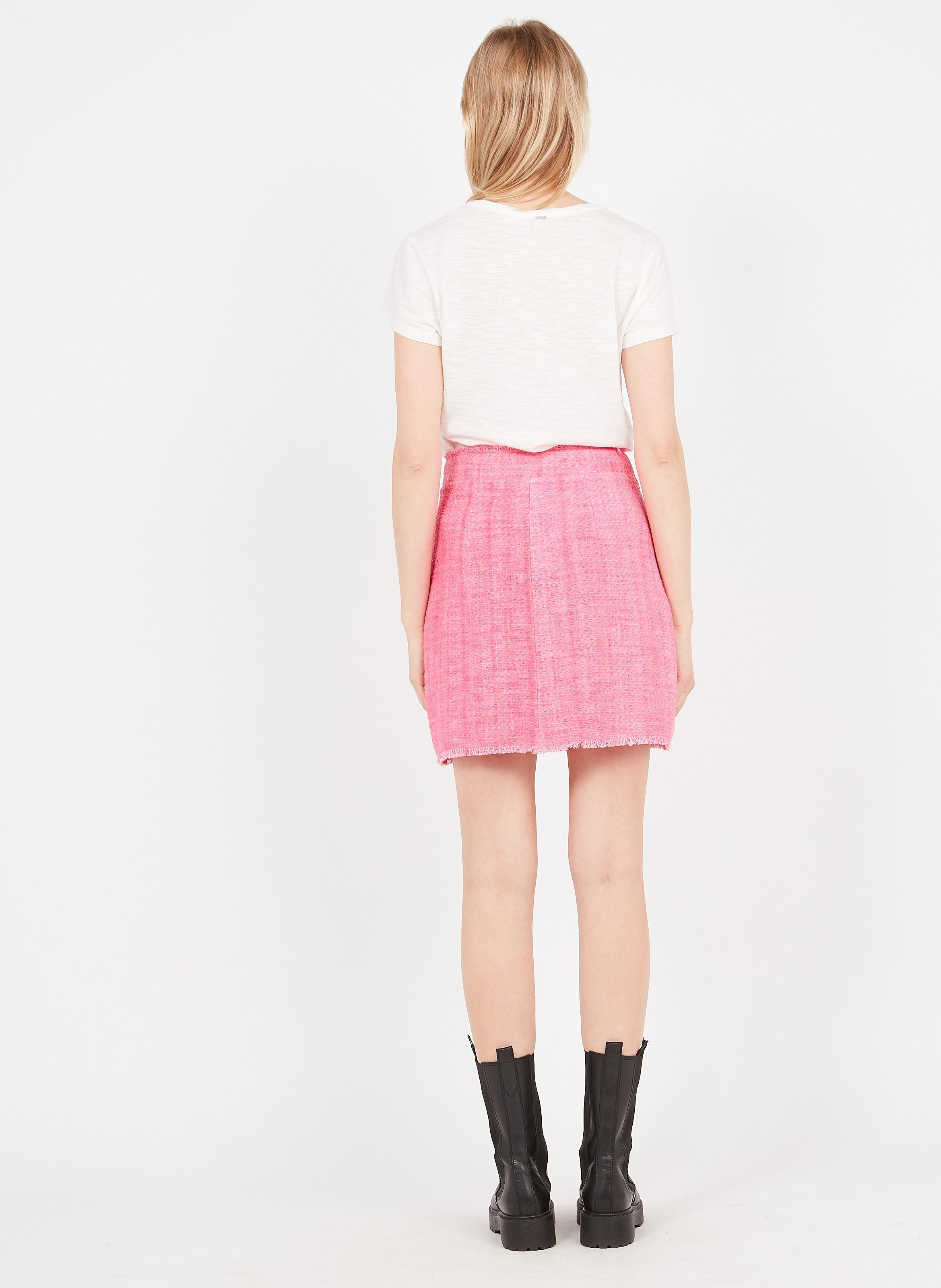 Gonna Corta In Tweed Con Frange Rosa Rovente Pinko - Donna | Place des  Tendances