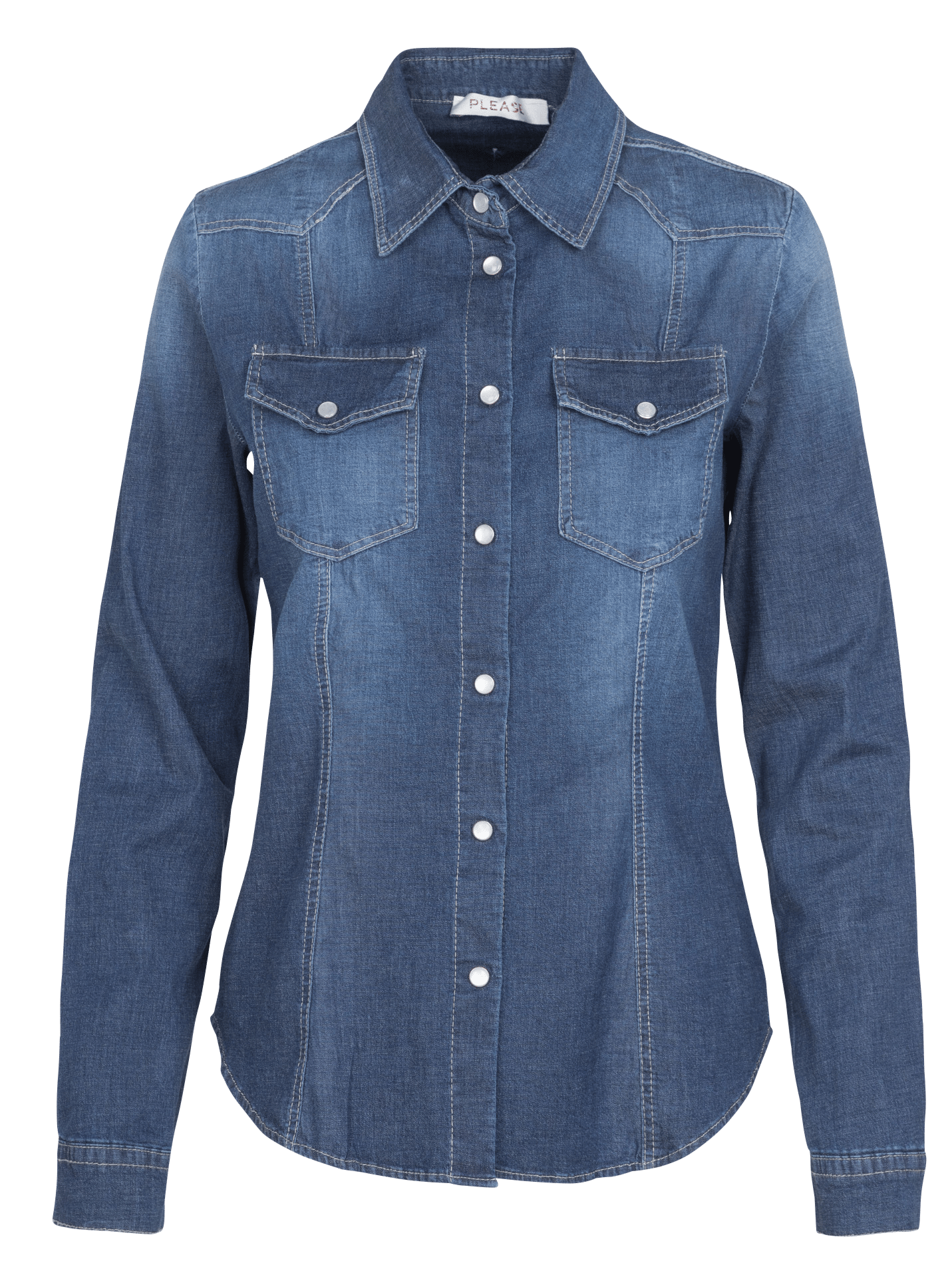 Camicia In Jeans Collo Classico Blu Denim Please - Donna | Place des  Tendances