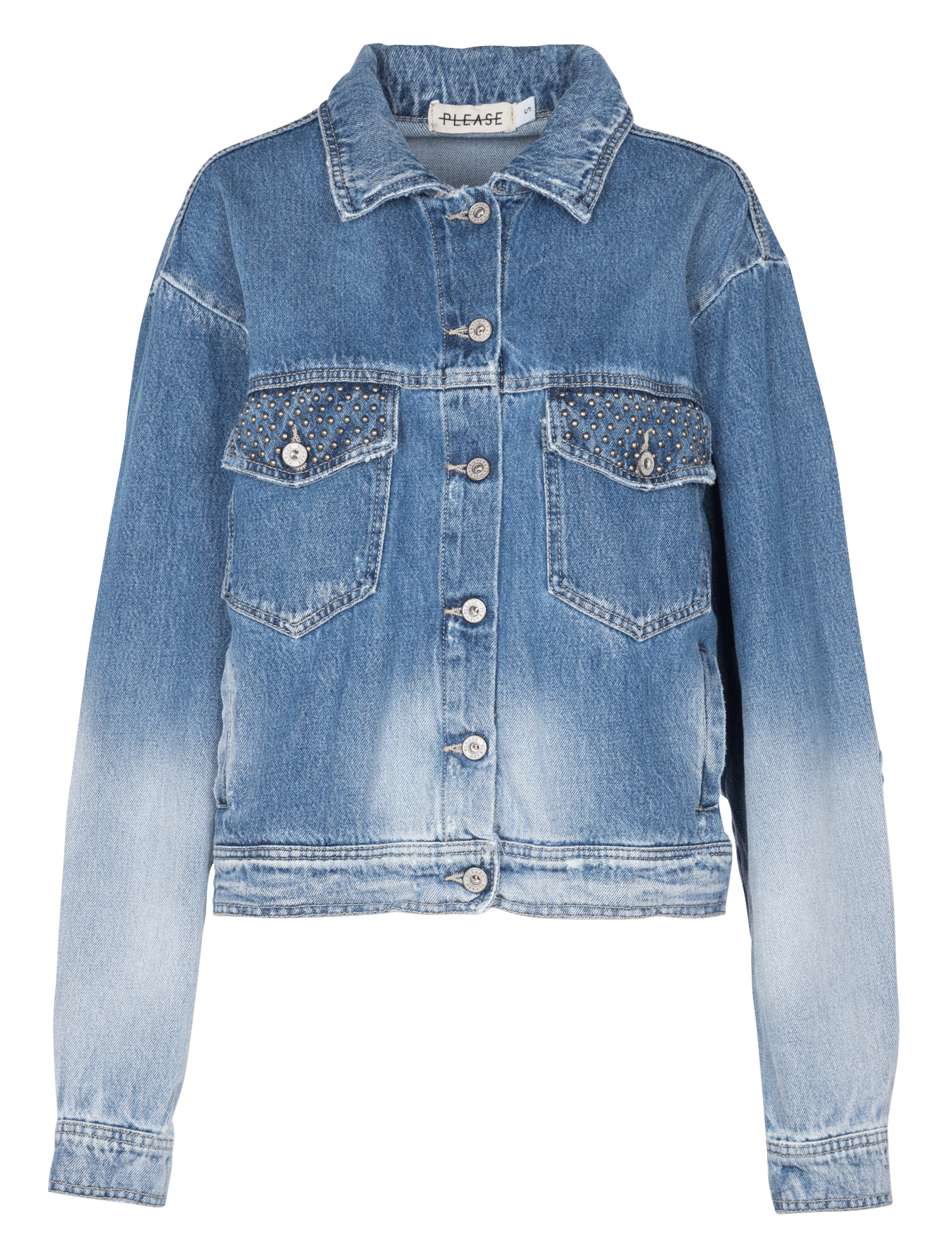 Giacca In Jeans Con Borchie Blu Denim Please - Donna | Place des Tendances