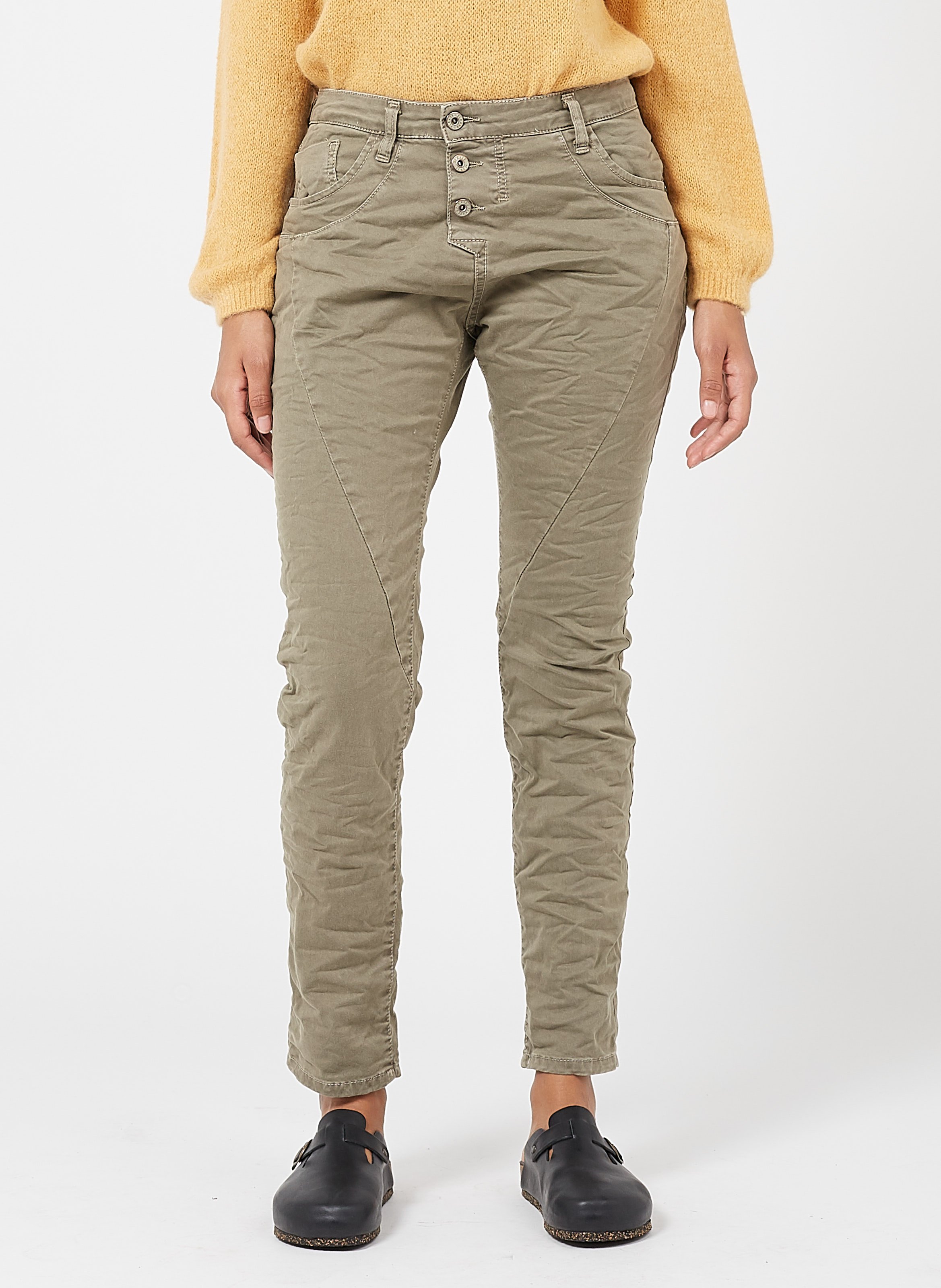 Jeans Boyfriend Vita Normale Nuovo Kaki Please - Donna | Place des Tendances