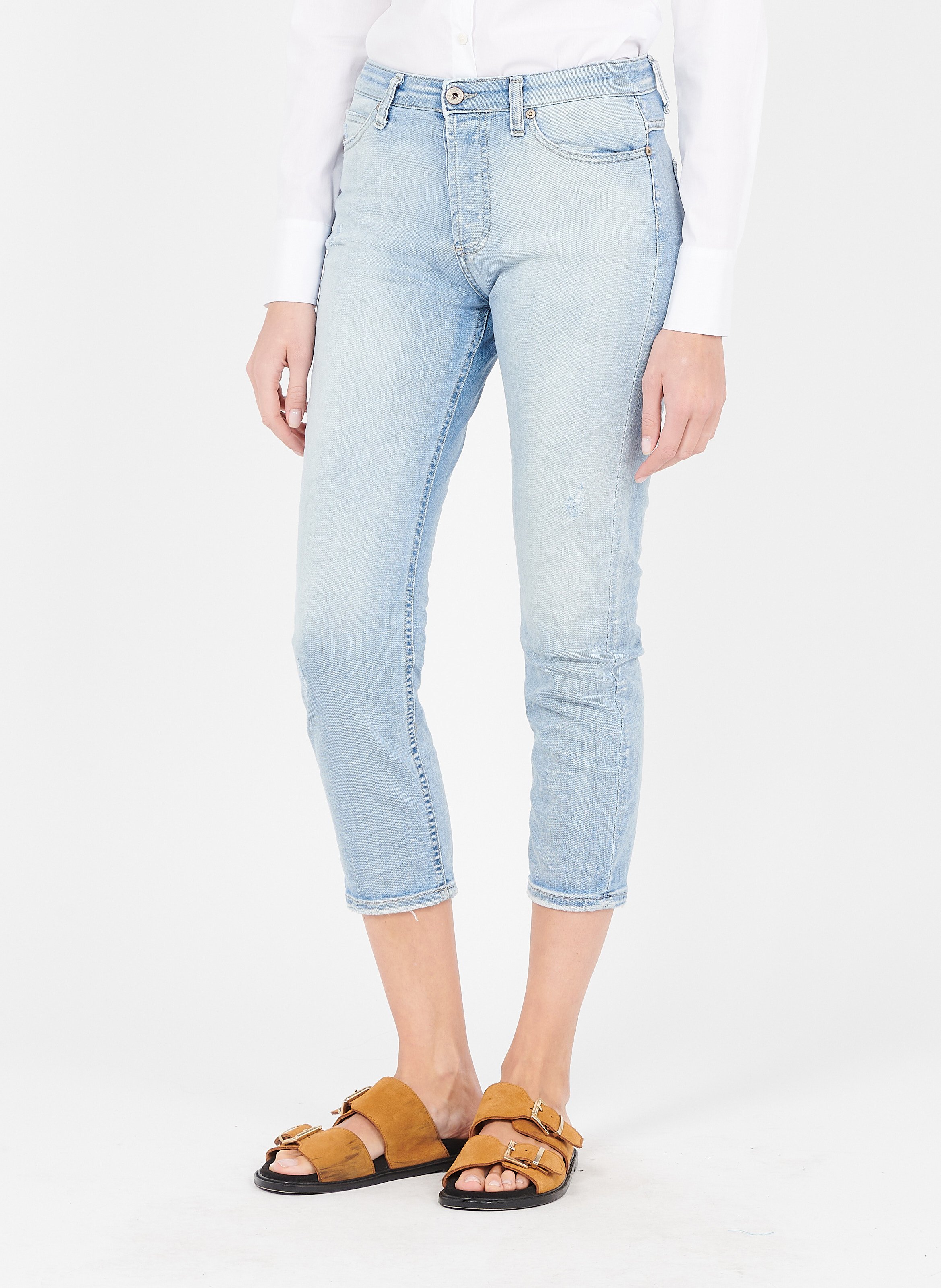 Jeans Girlfriend 7/8 In Cotone Denim Blu Denim Please - Donna | Place des  Tendances