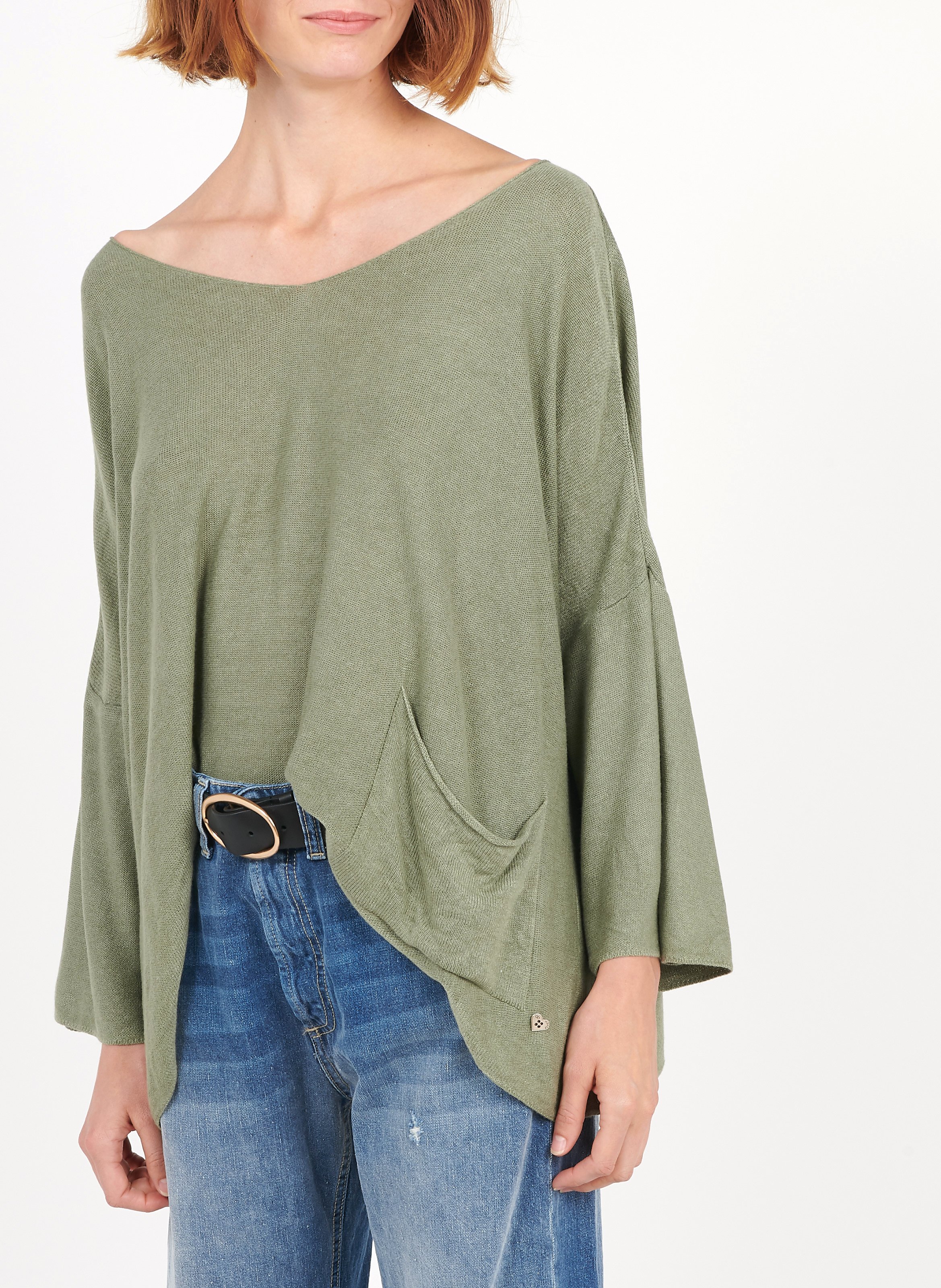 Maglione Scollo A V Oversize Con Maniche A Pipistrello In Maglia Cactus  Please - Donna | Place des Tendances
