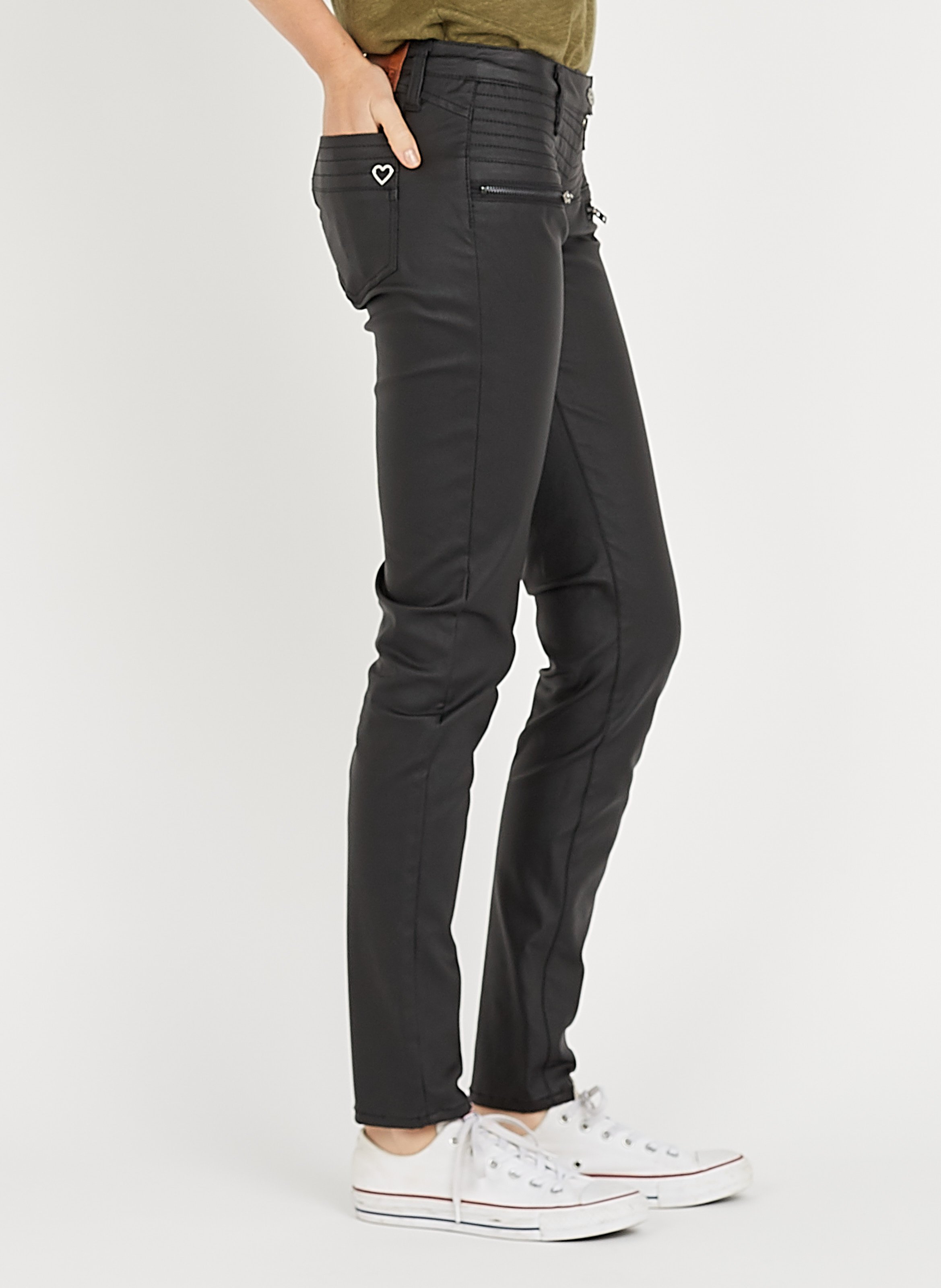 Pantaloni Slim Spalmati A Vita Bassa Nero Please - Donna | Place des  Tendances