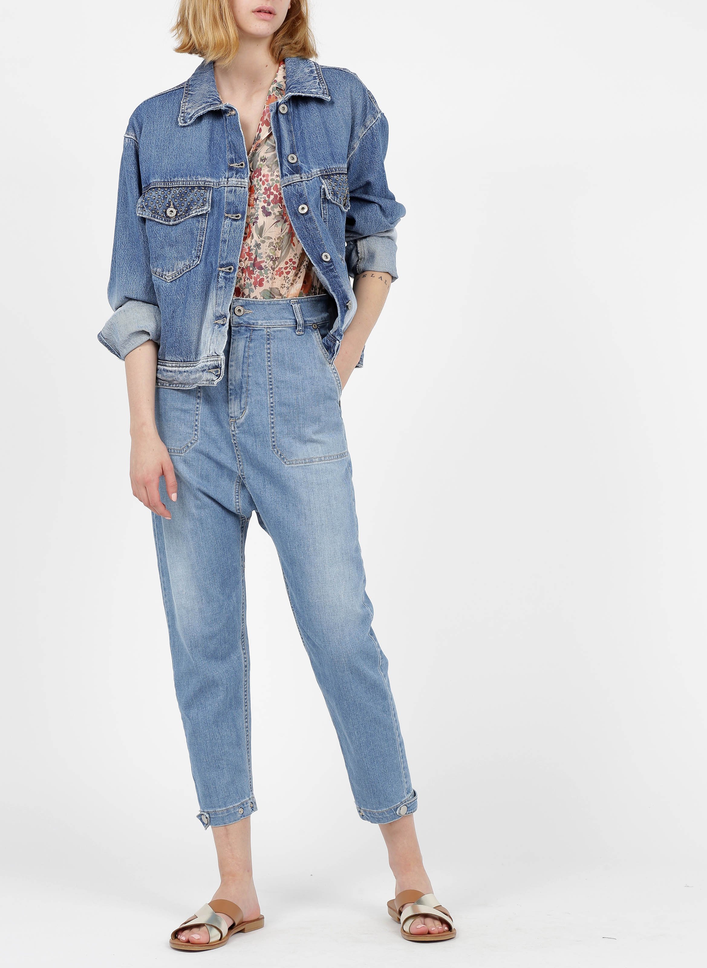 Giacca In Jeans Con Borchie Blu Denim Please - Donna | Place des Tendances