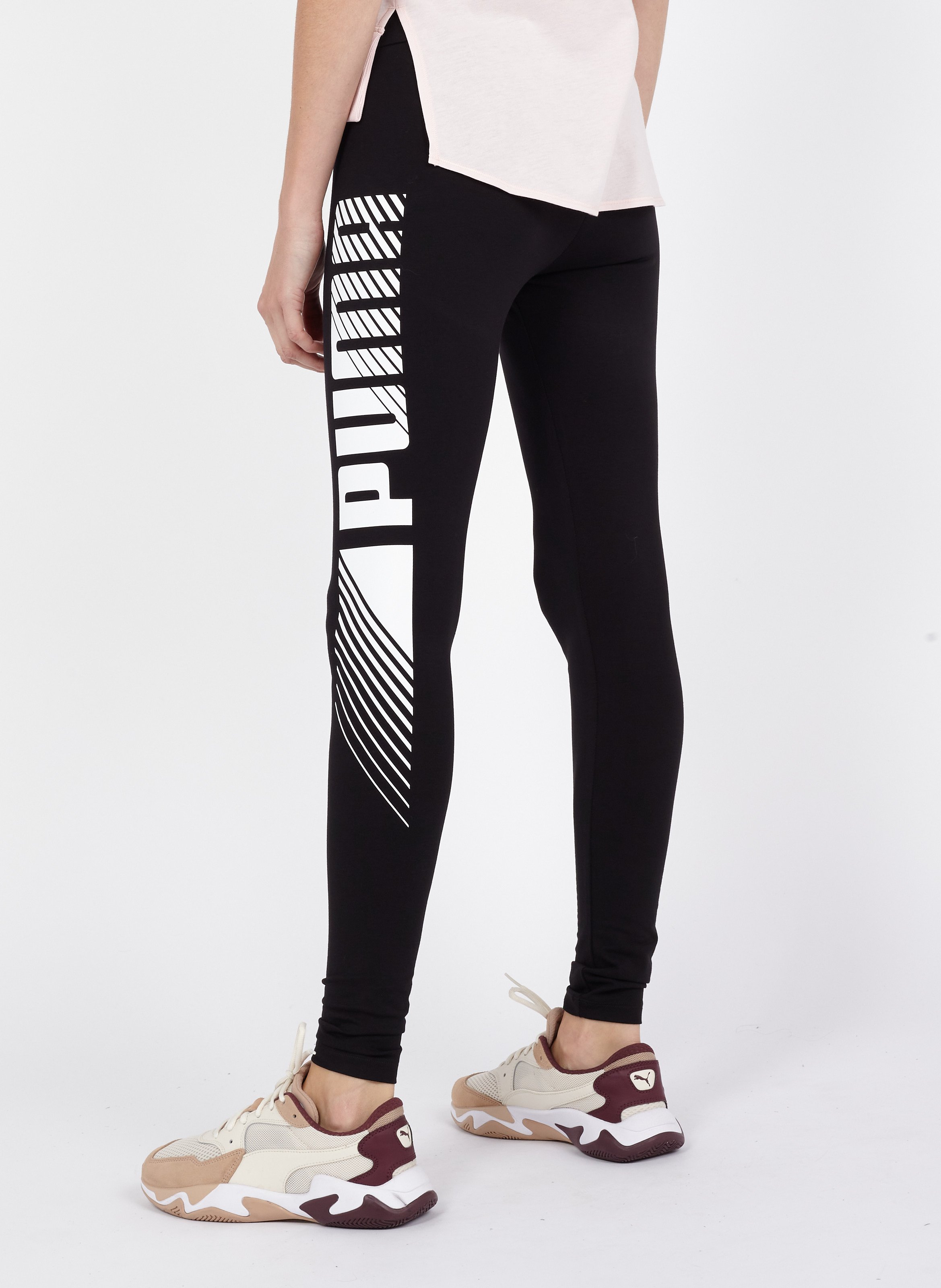 Leggings Con Logo In Cotone Puma Black Puma - Donna | Place des Tendances